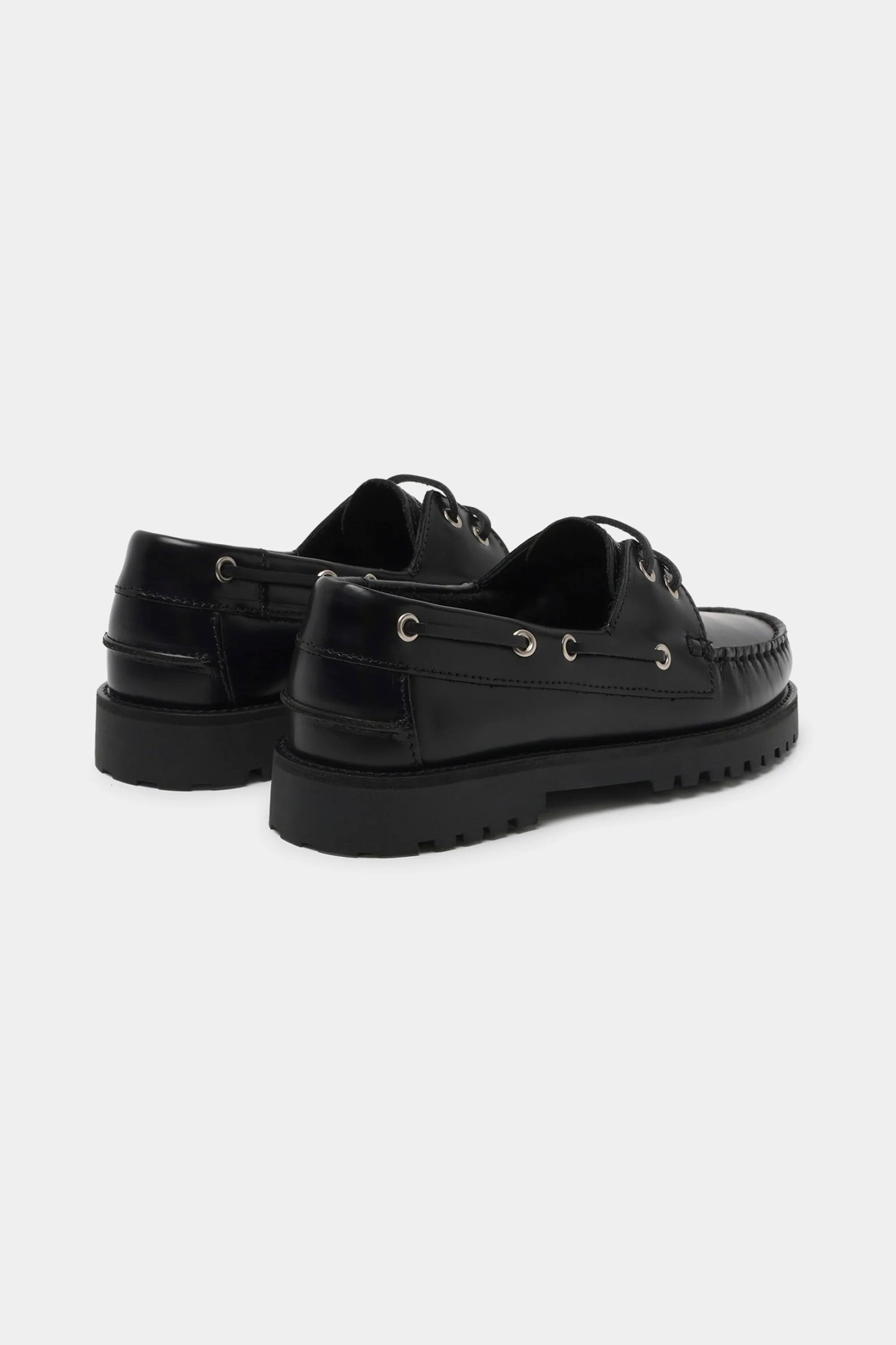GARMENT PROJECT Ollie Boat Shoe Black Leather | Shop at PUKAS SURF