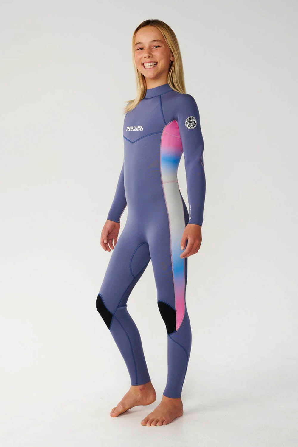 Rip Curl Dawn Patrol 3/2mm Back Zip Grey Blue Kids | Shop at PUKAS