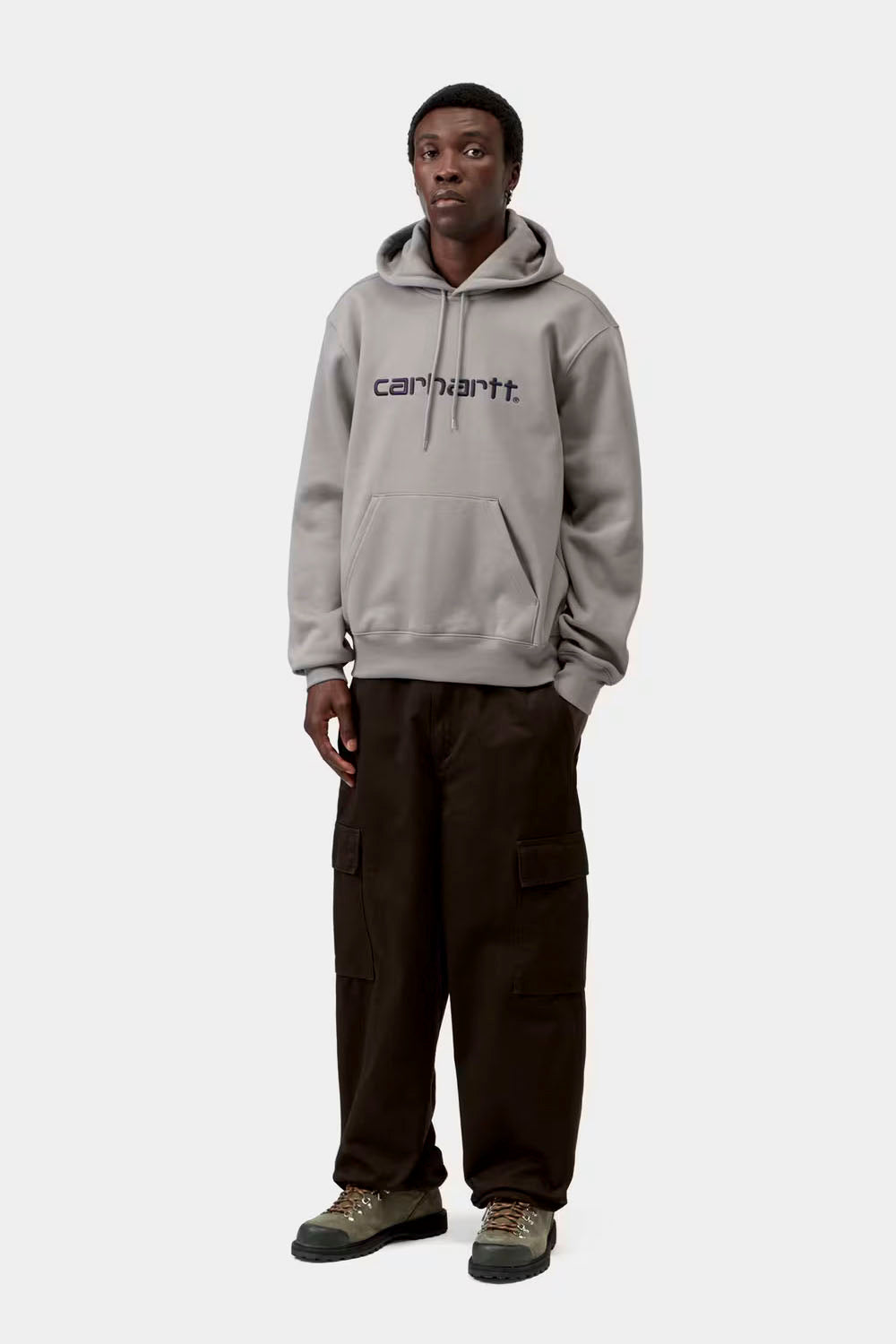 CARHARTT WIP Hooded Carhartt Sweat Shady Grey Navy | Shop at PUKAS