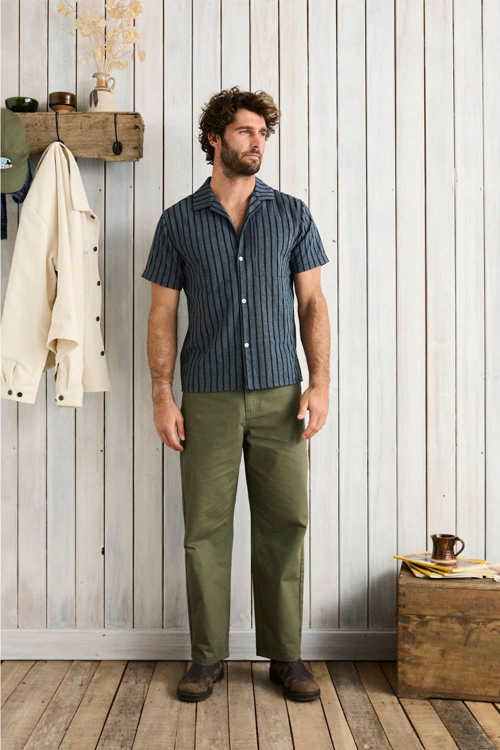 Rhythm Crux Shirt Indigo Stripe | Shop at PUKAS SURF SHOP