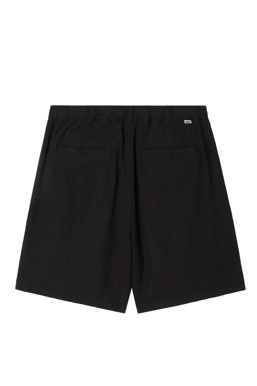 OBEY Foster Pleated Linen Short Black | Shop at PUKAS SURF SHOP