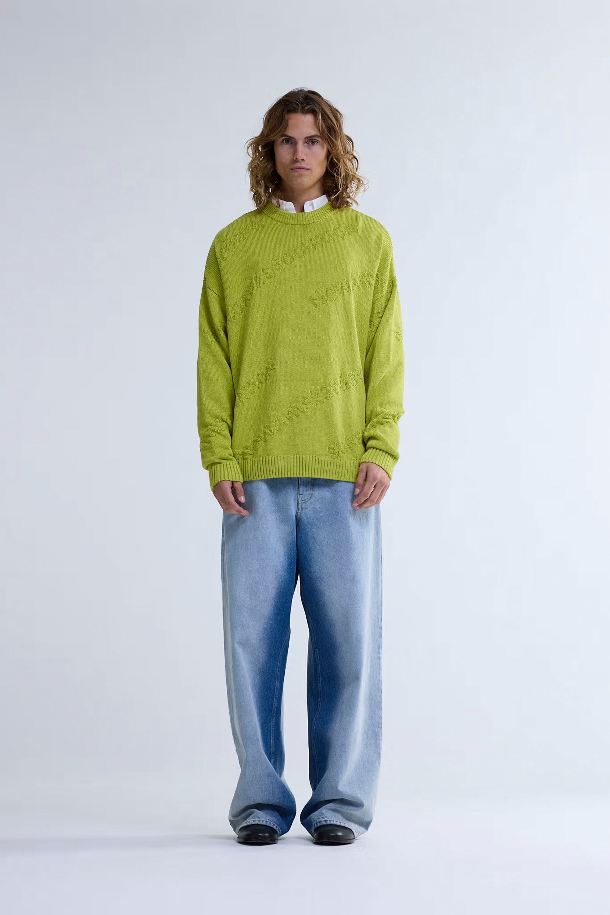 New Amsterdam Logo Jacquard Crewneck Yellow | Shop at PUKAS SURF SHOP