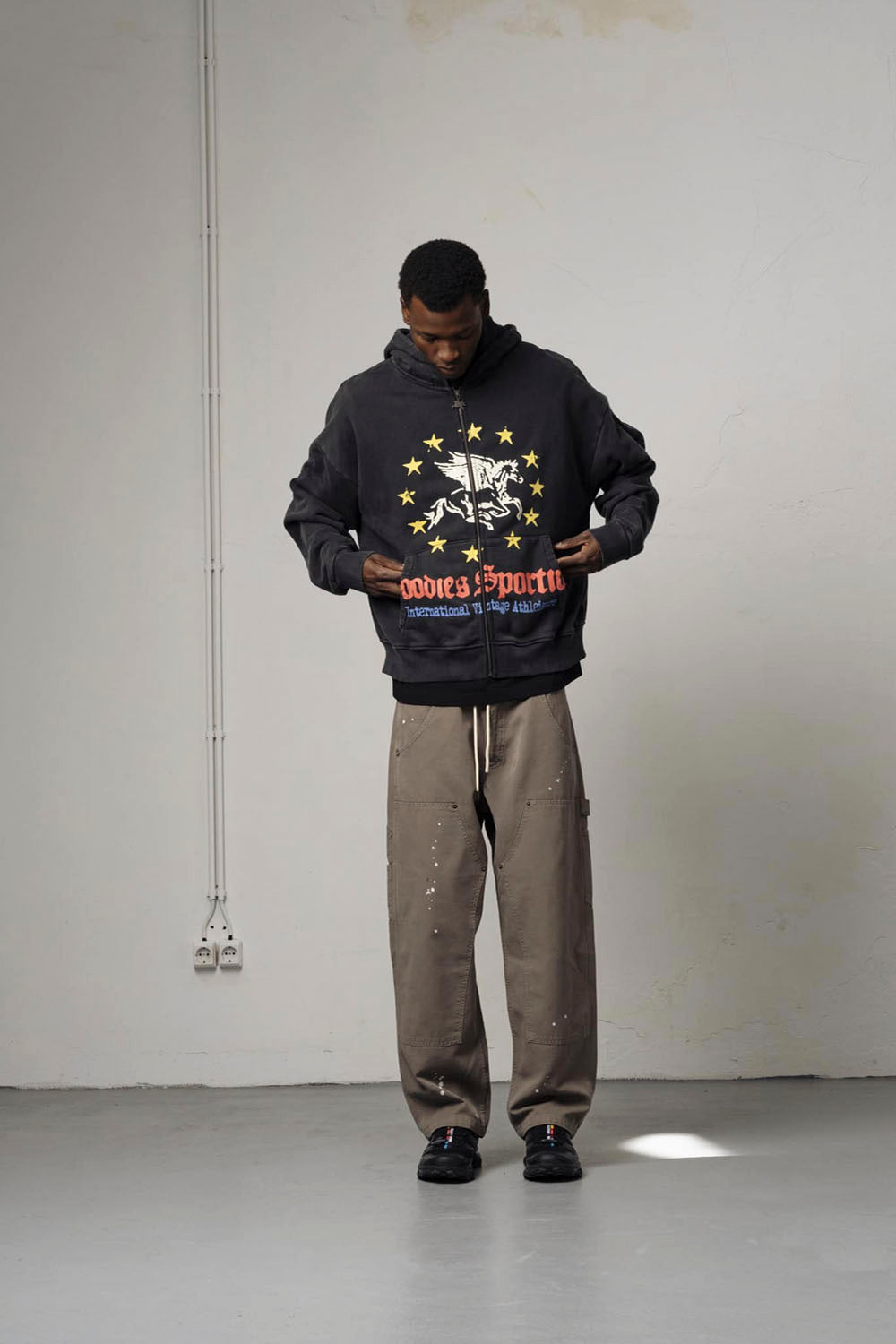 GOODIES SPORTIVE Pegasus Union Hoodie Black | Shop at PUKAS SURF SHOP