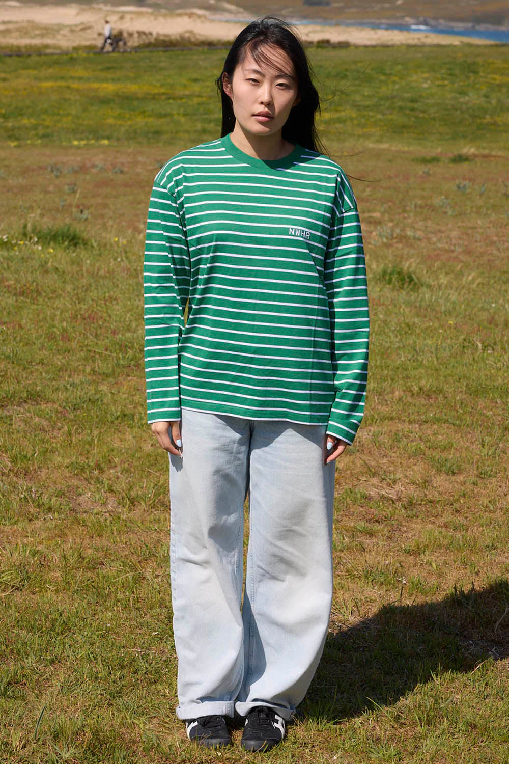 NOWHERE Striped Long Sleeve Tee Green | Shop at PUKAS SURF SHOP