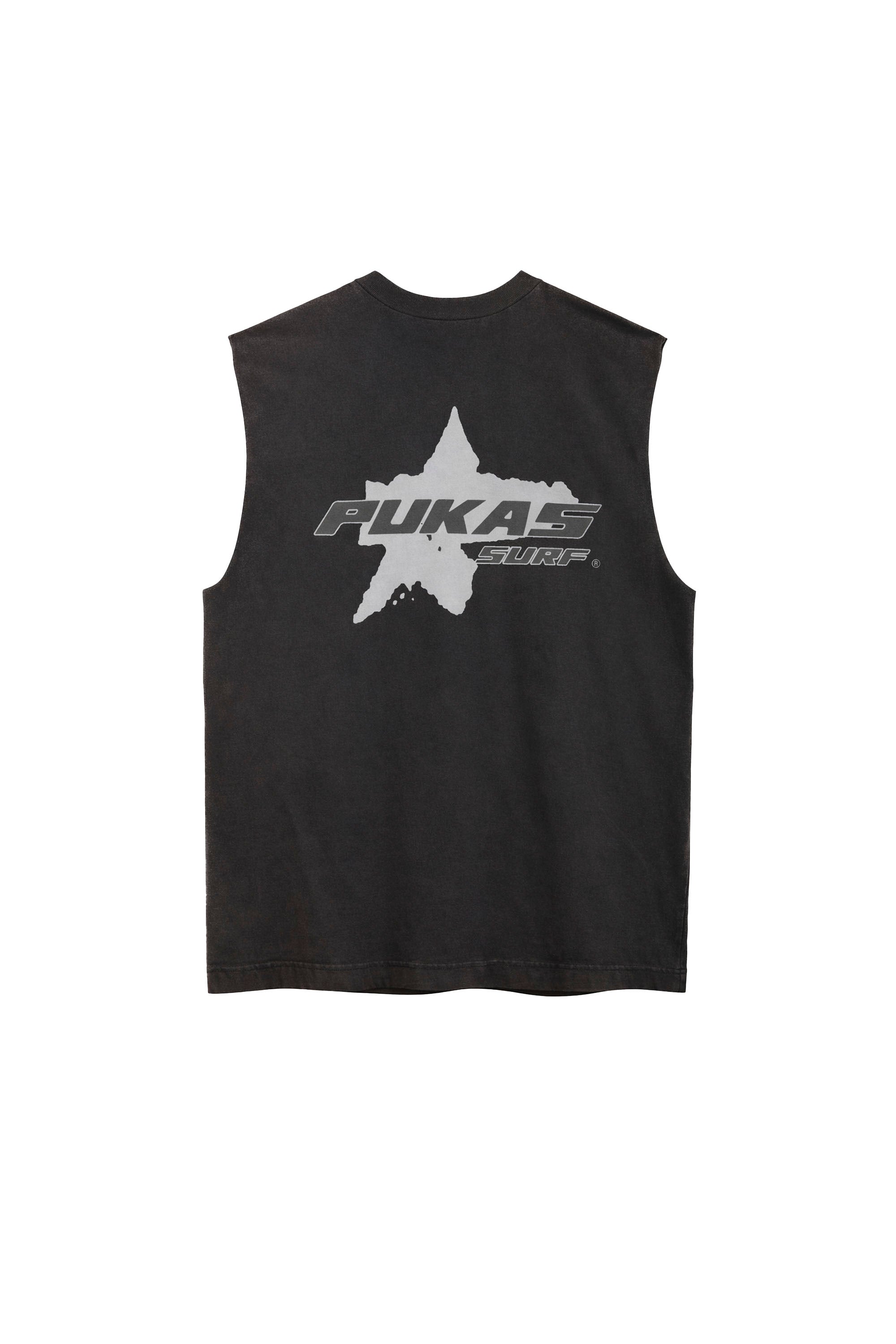 PUKAS Comp Back Tank Tee Charcoal | Shop at PUKAS SURF SHOP