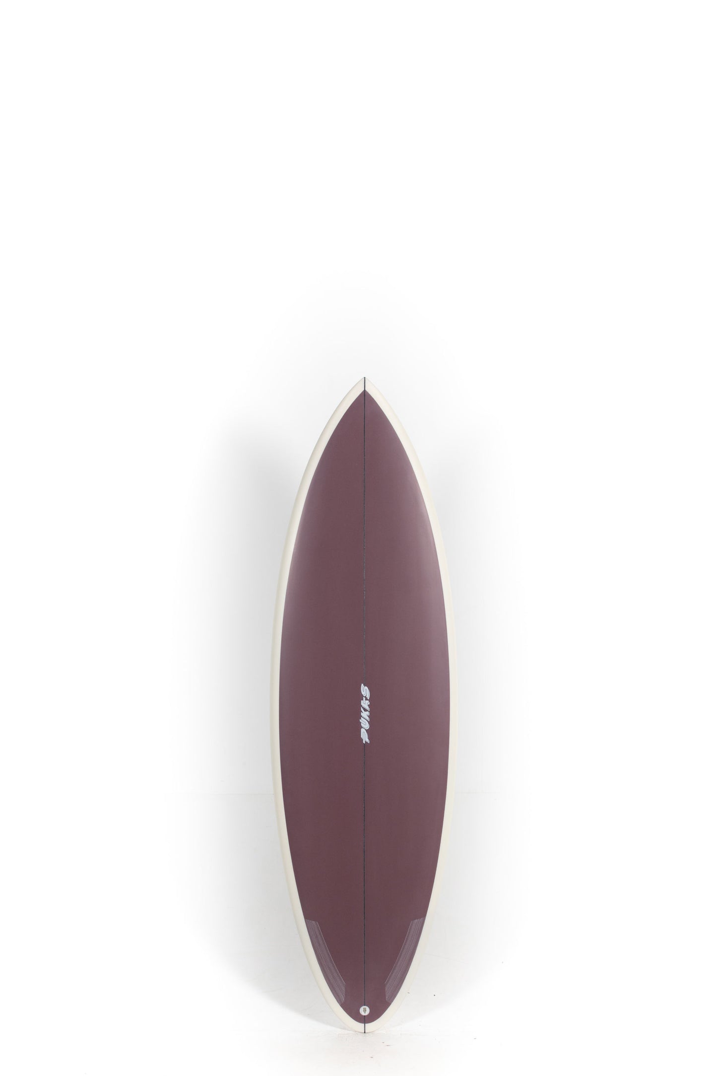 Beige and Vine Red Pukas Surfboard Space Oddity size 5'8" at Pukas Surf Shop