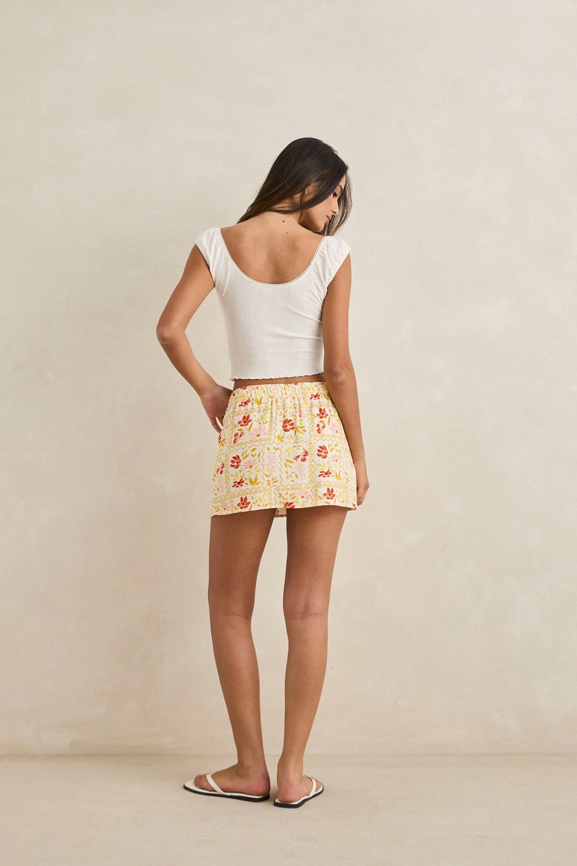 Rhythm Wildflower Mini Skirt White | Shop at PUKAS SURF SHOP