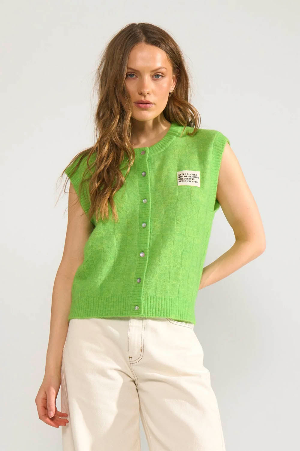 NÜMPH Nuriette Check Vest Jasmine Green | Shop at PUKAS SURF SHOP