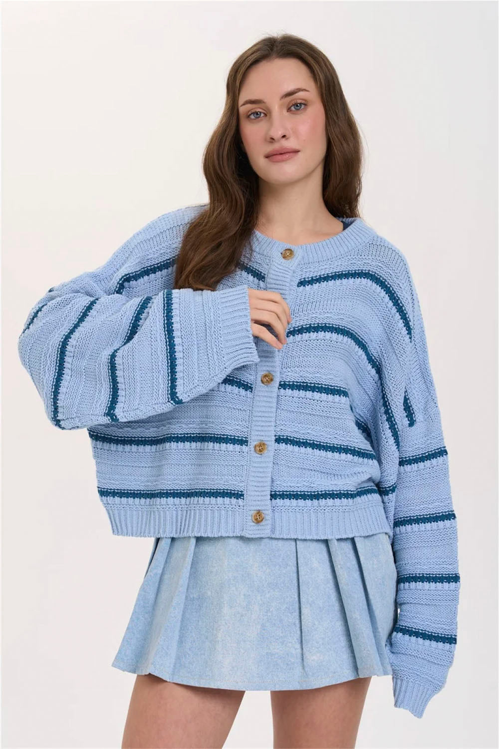 24COLOURS Blue Stripes Cardigan Woman | Shop at PUKAS SURF SHOP