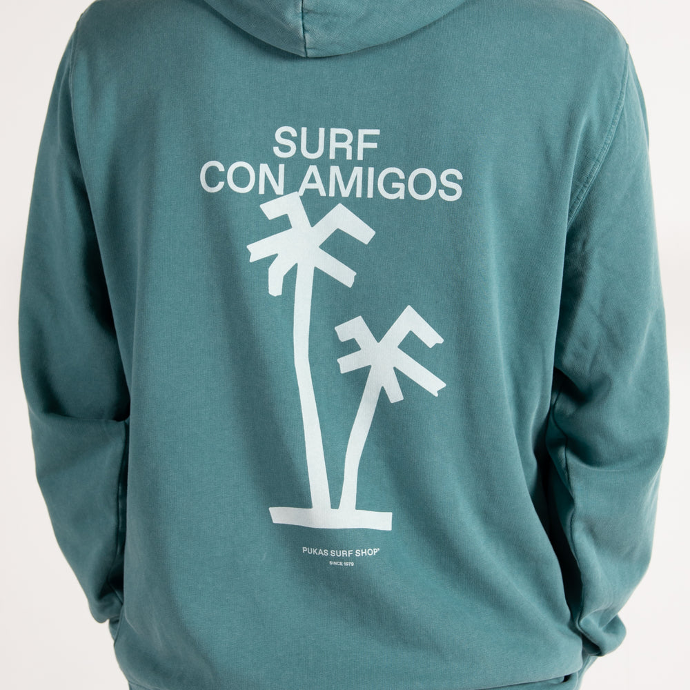 PUKAS-SURF-SHOP-HOODIE-MAN-SURFING-THE-BASQUE-COUNTRY-SURFING-CON-AMIGOS-GREEN