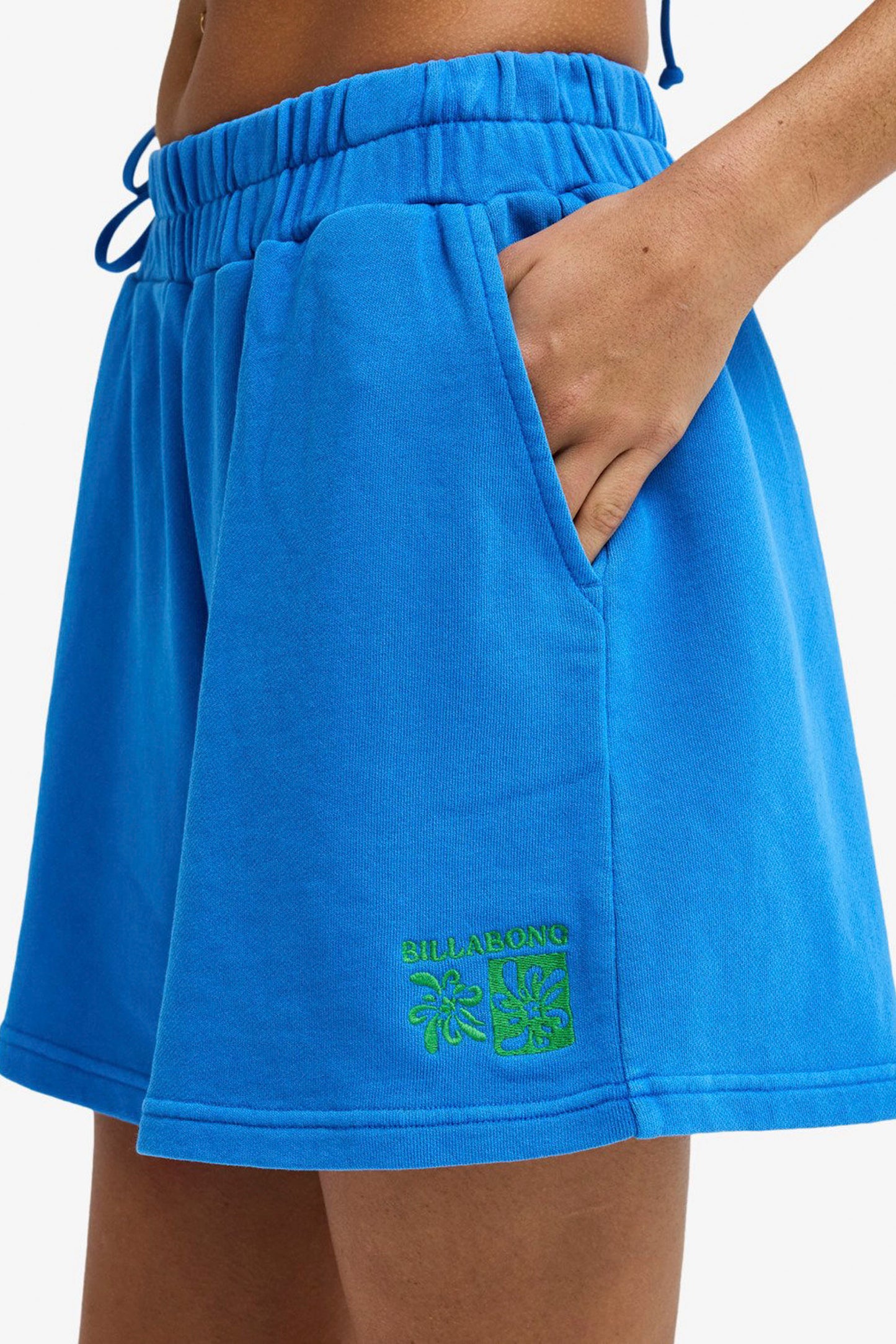 Springbreak fleece shorts in true blue with embroidered logo