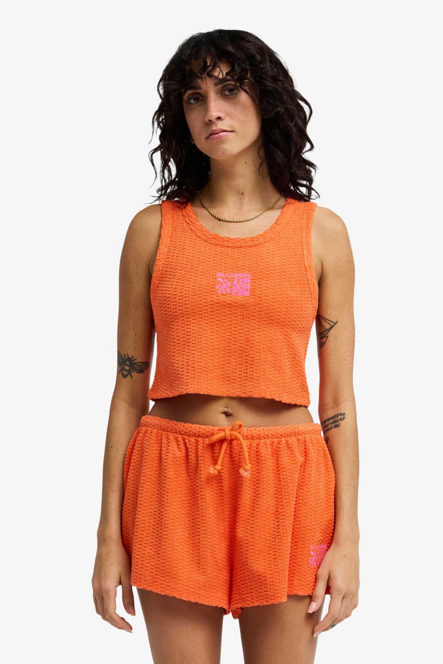 Billabong Good Vibes Tank fusion orange - women's fitted cropped top