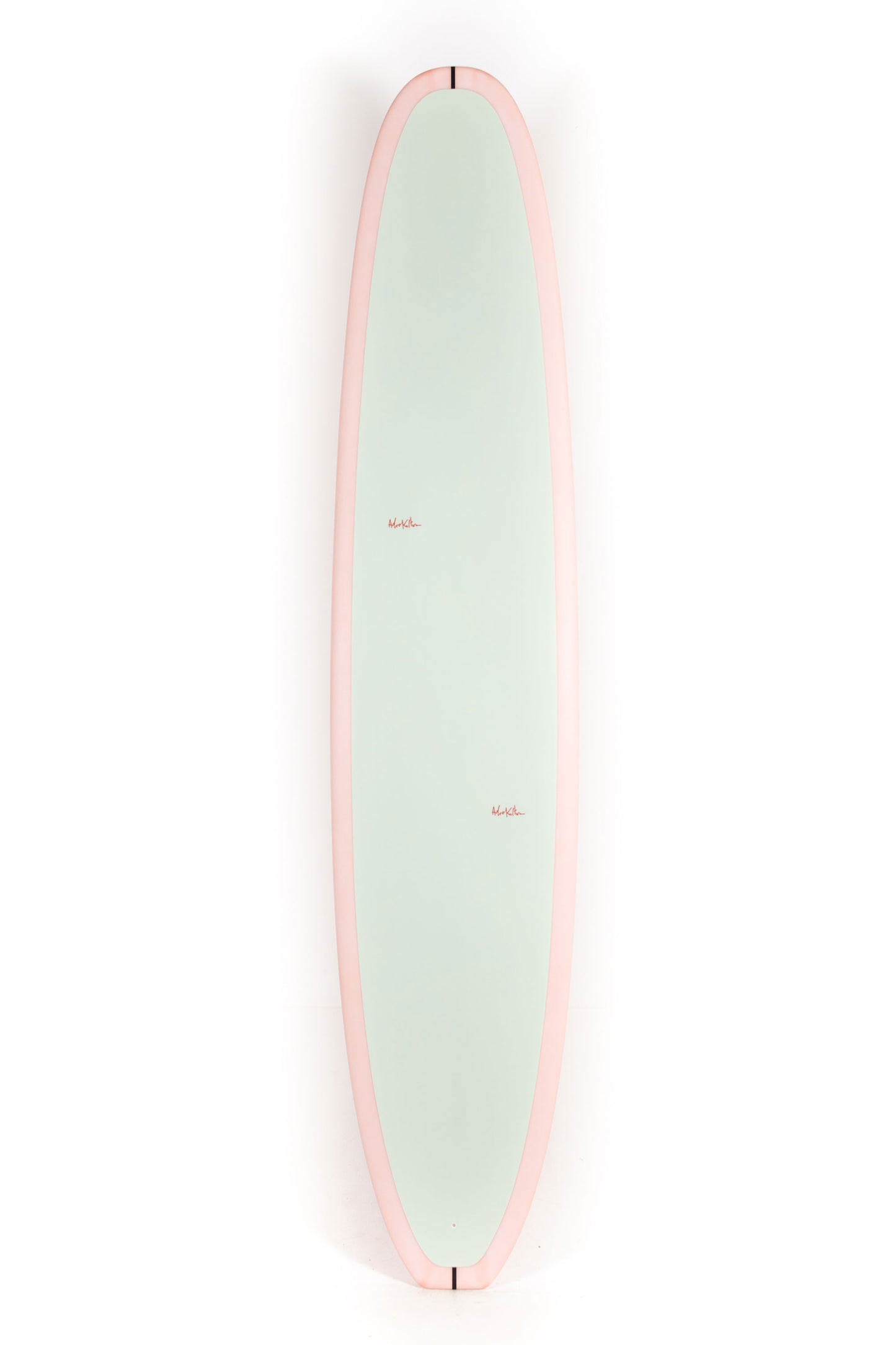 Pink and turquoise Adrokultura Longboard Bob's size 9'5" on a white background by Pukas Surf Shop