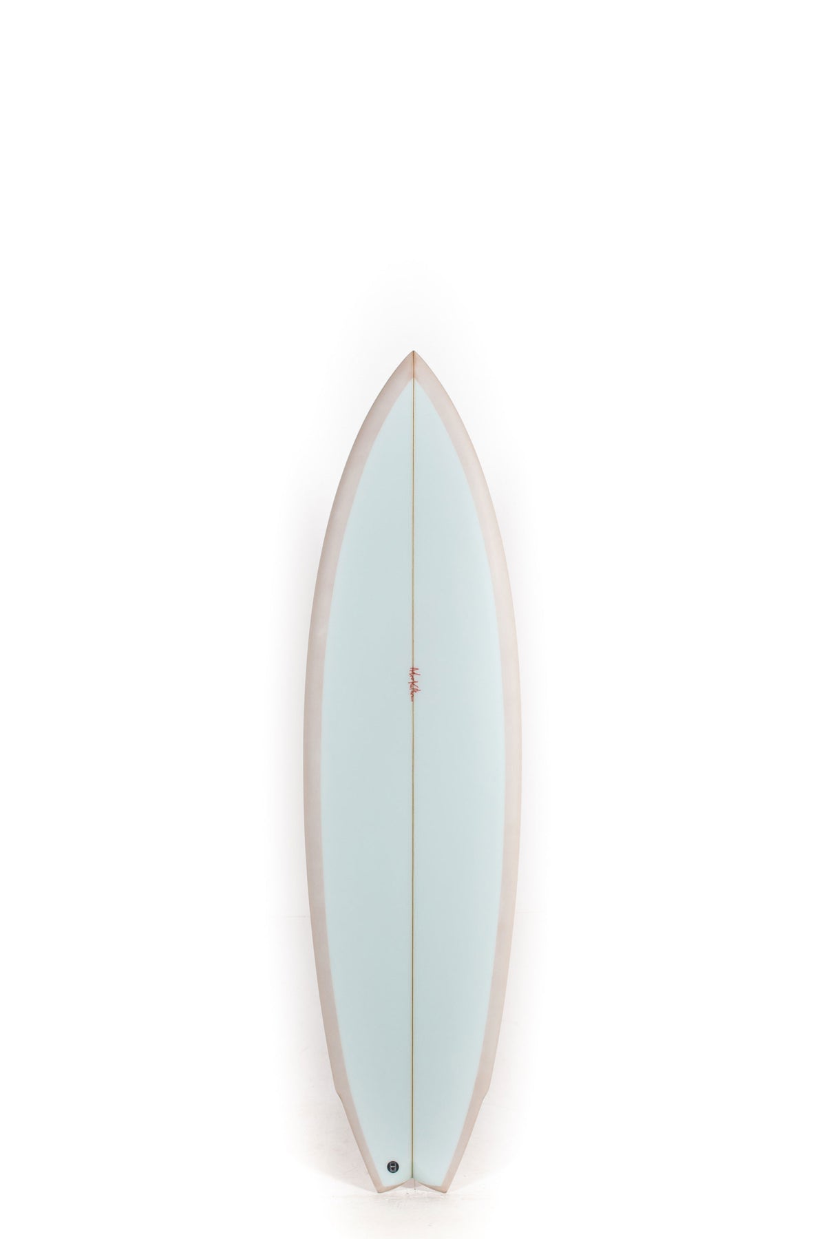 Pink and light blue adrokultura Winged Twin Surfboard size 6'4" on a white background by Pukas Surf Shop