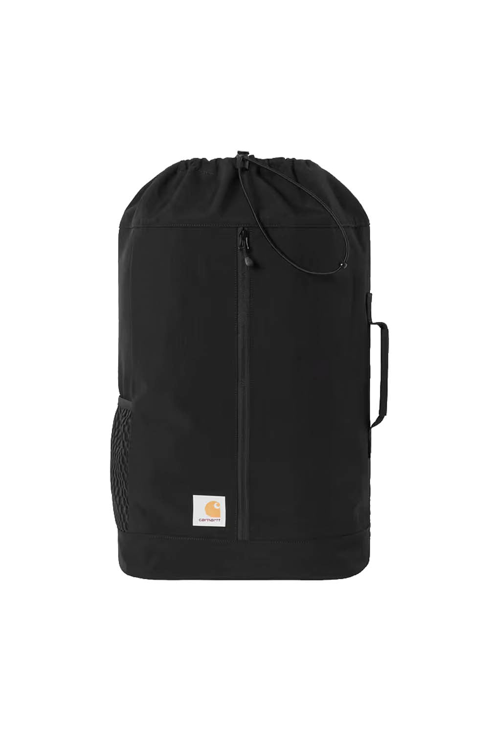Black crossbody bag with a visible brand logo on a white background