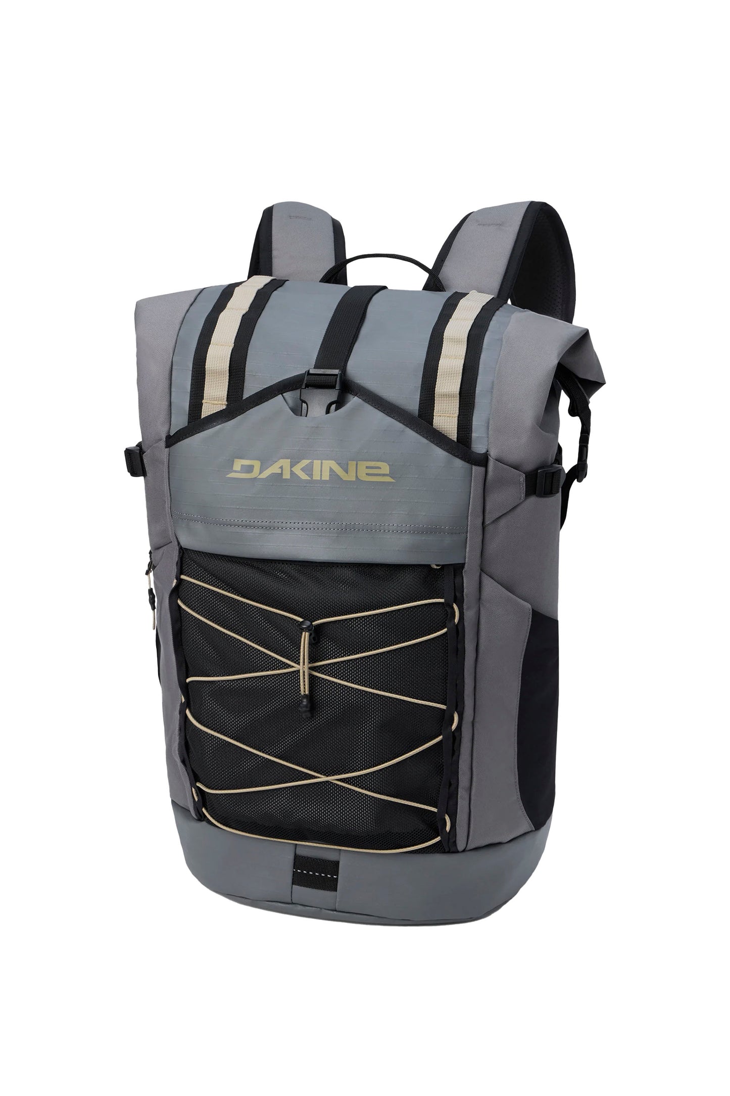 Grey Dakine Mission DLX Wet Dry Rolltop Backpack 35L on a white background