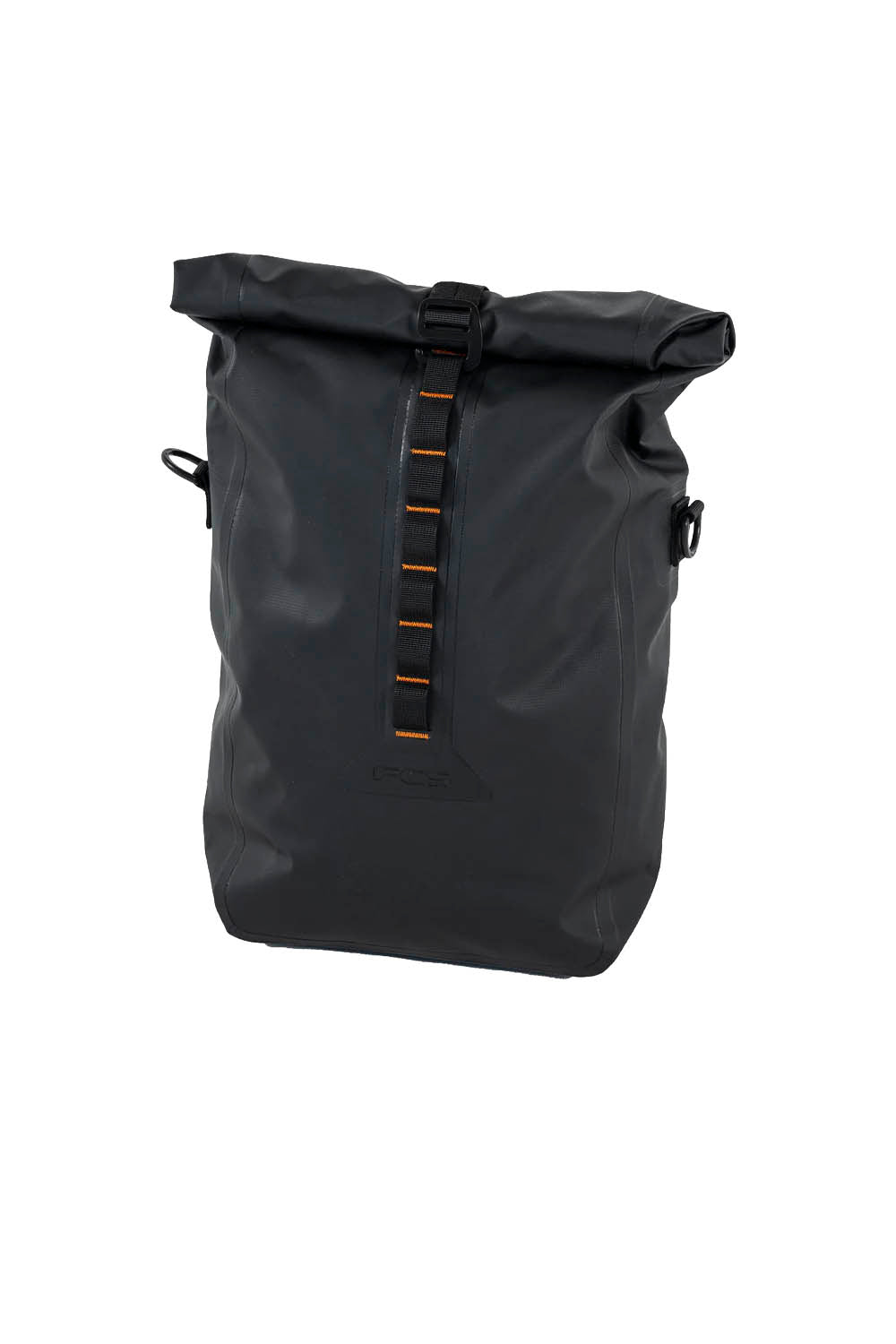 Gray pouch with black straps on a white background