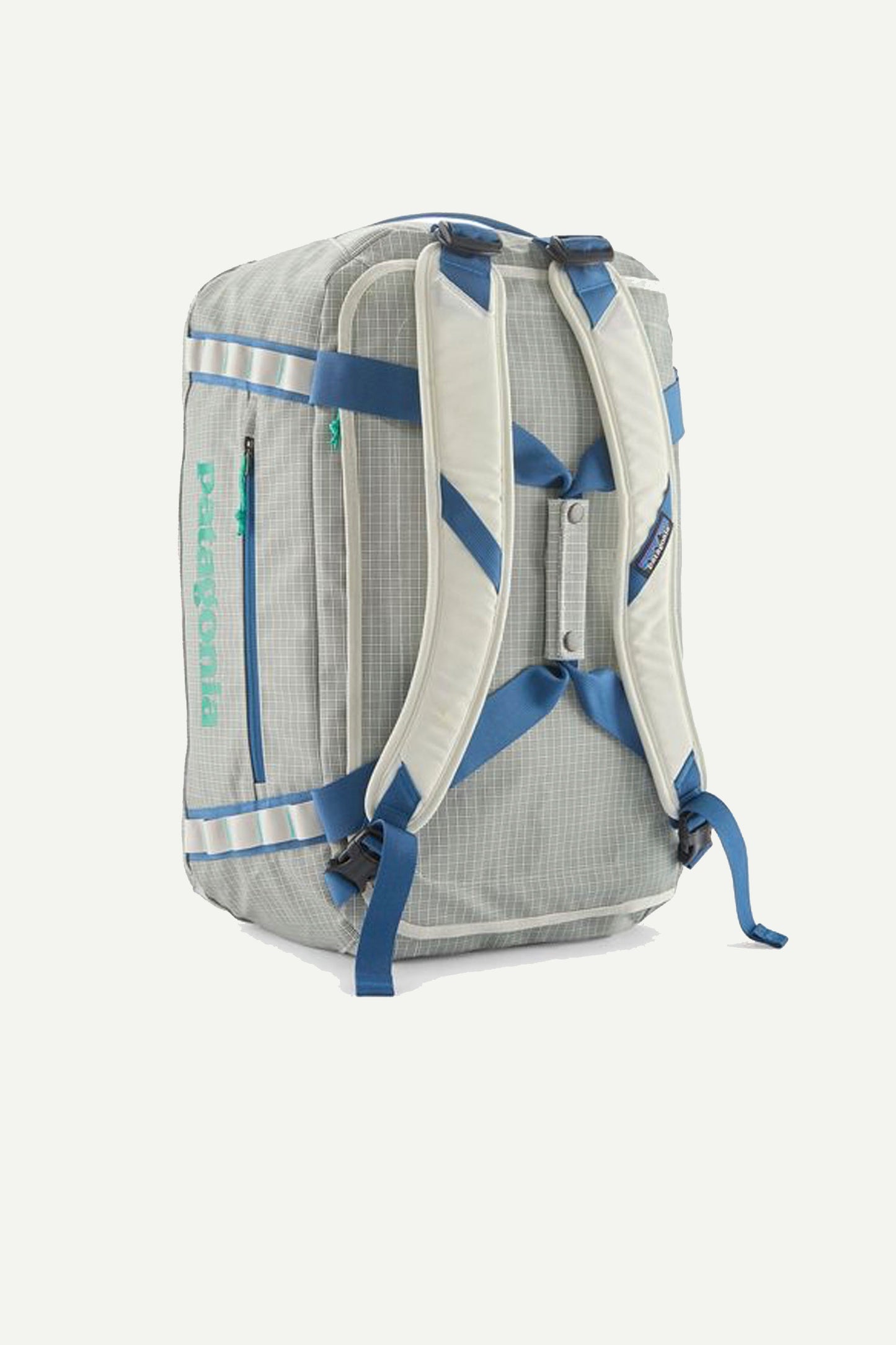 Patagonia Black Hole Duffel 40L Birch White - Side view showing compartments and handles