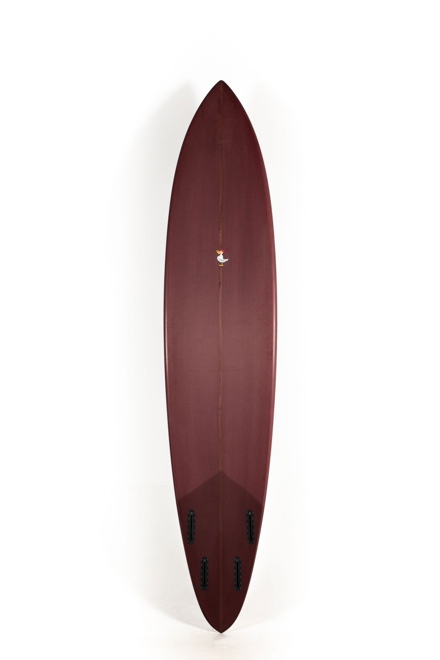 Dark red and white Barrett Miller Surfboard Quad Gun size 8'2" at Pukas Surf Shop - 2