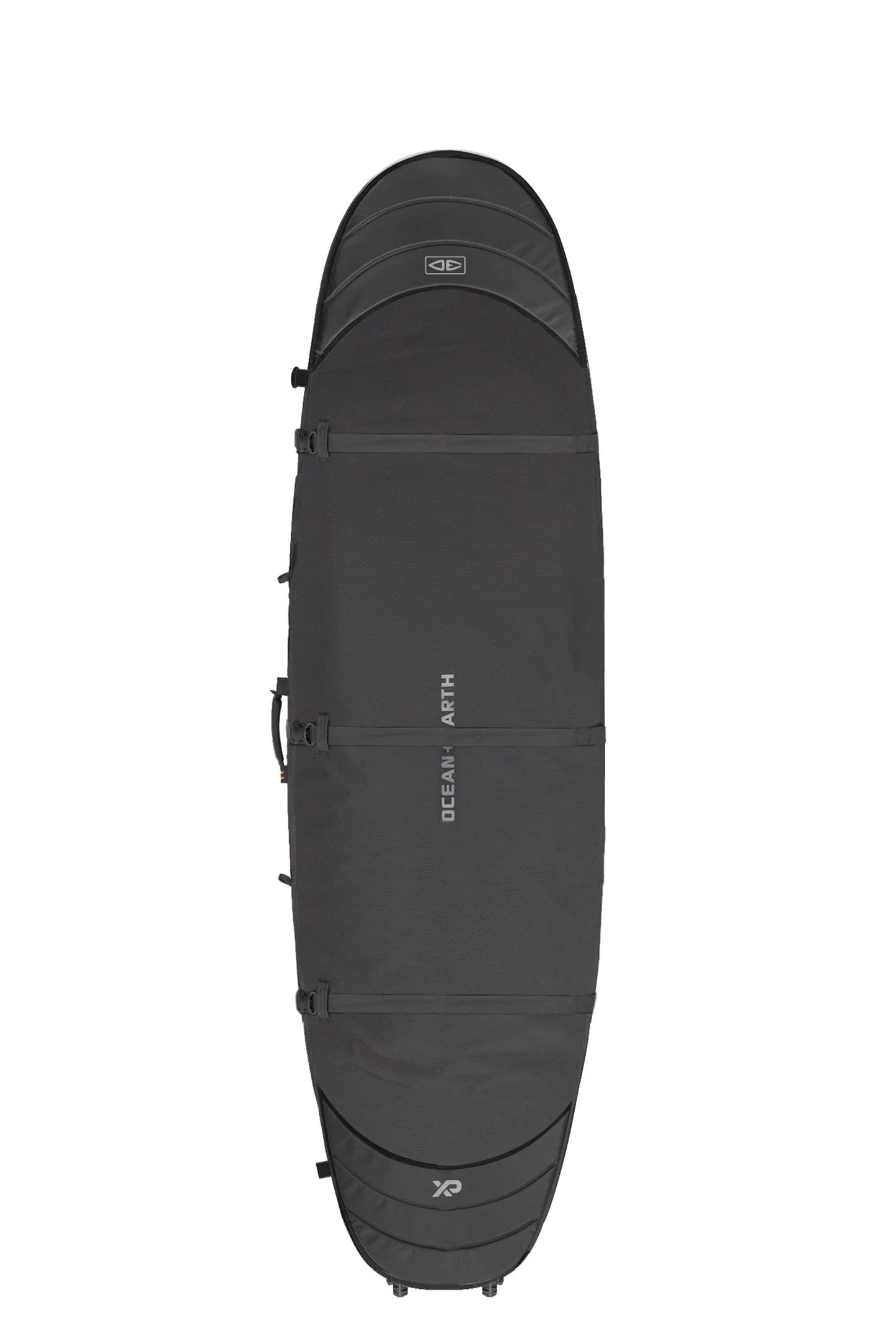 Full front view of the Ocean & Earth Double Hypa Longboard Wheeled Bag in black.