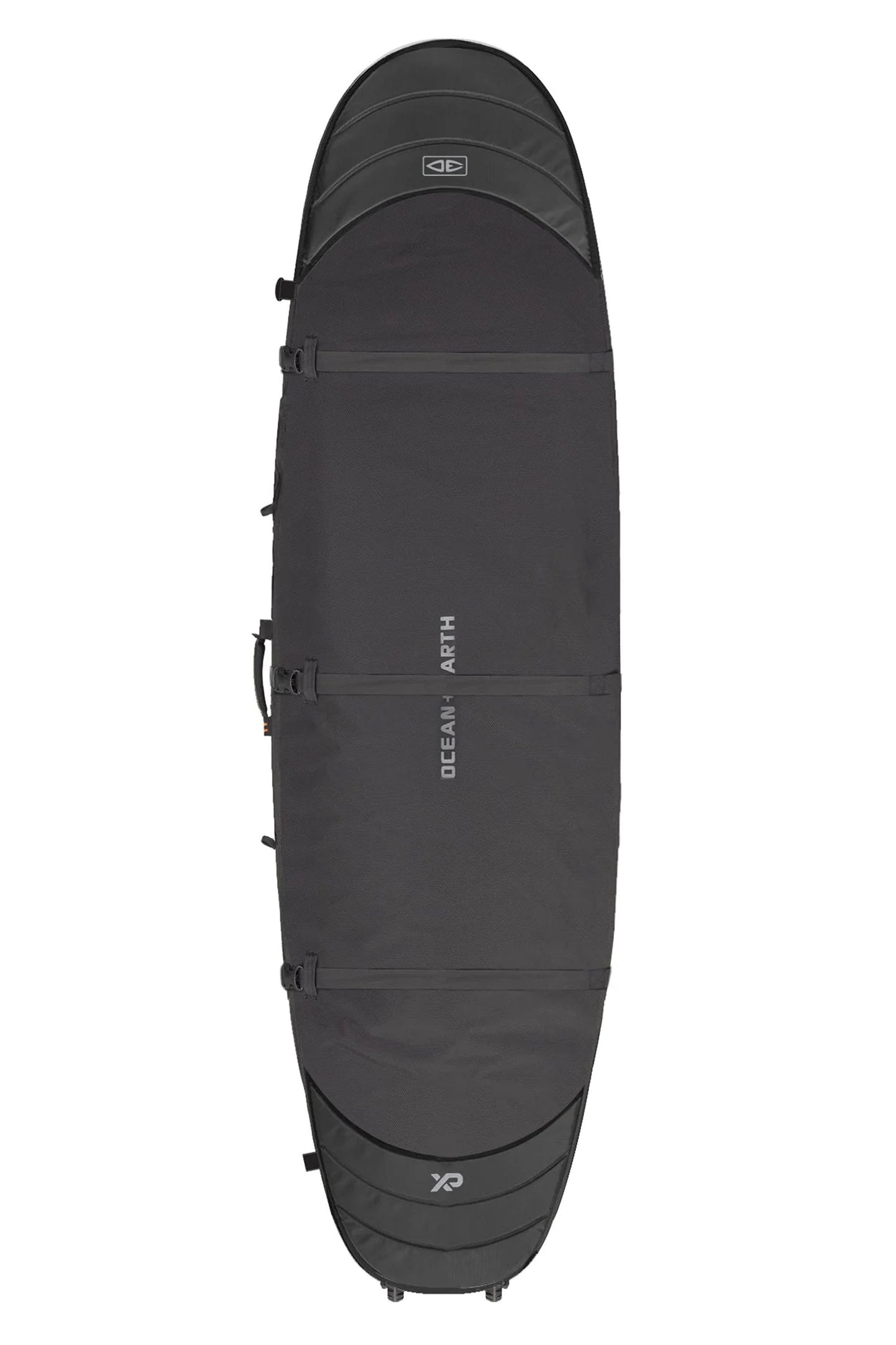 Full front view of the Ocean & Earth Double Hypa Longboard Wheeled Bag in black.