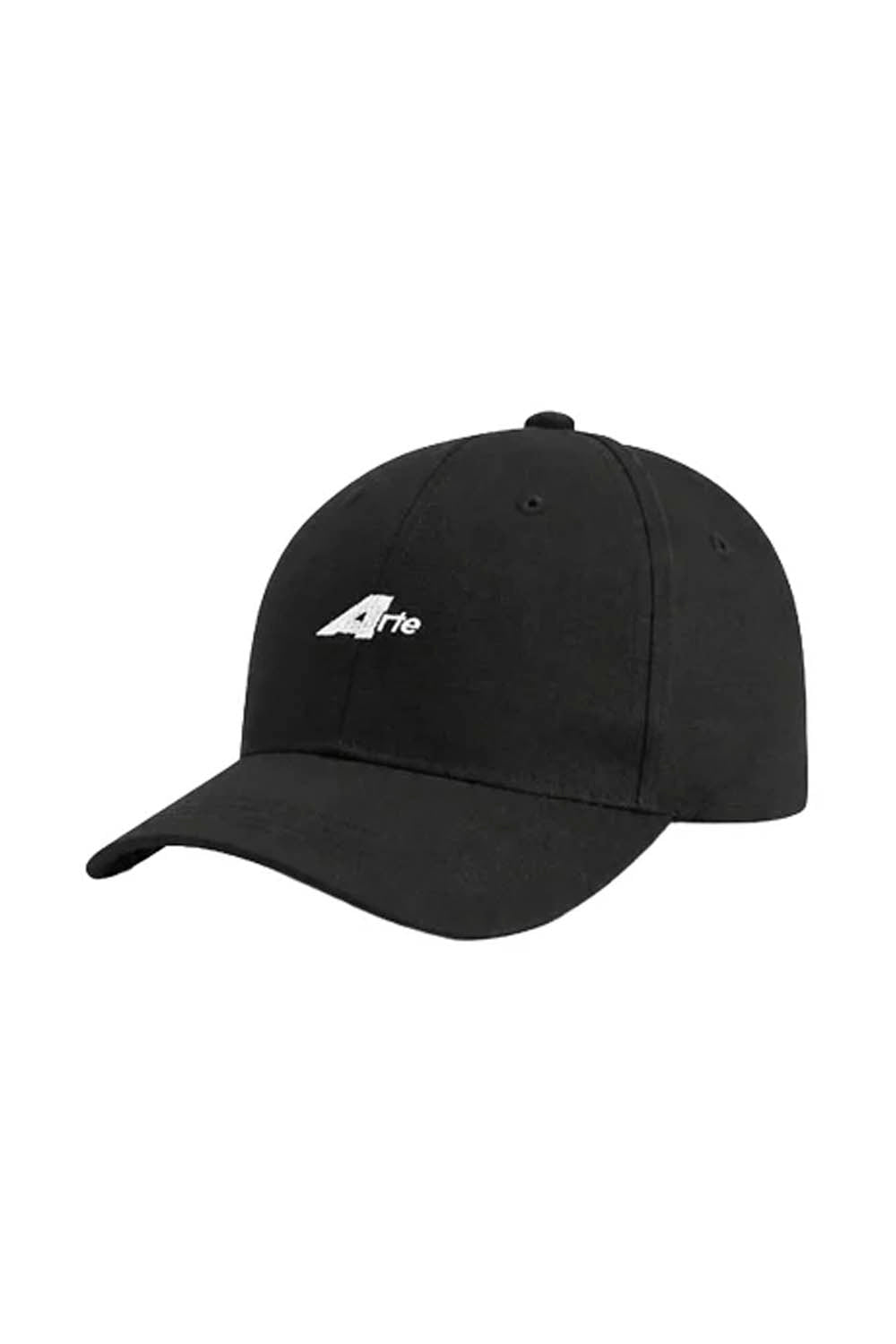 Black cap with a white ARTE logo on a white background