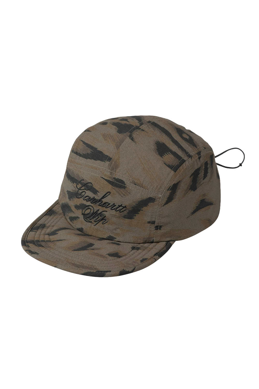 Brown cap with a military print on a white background