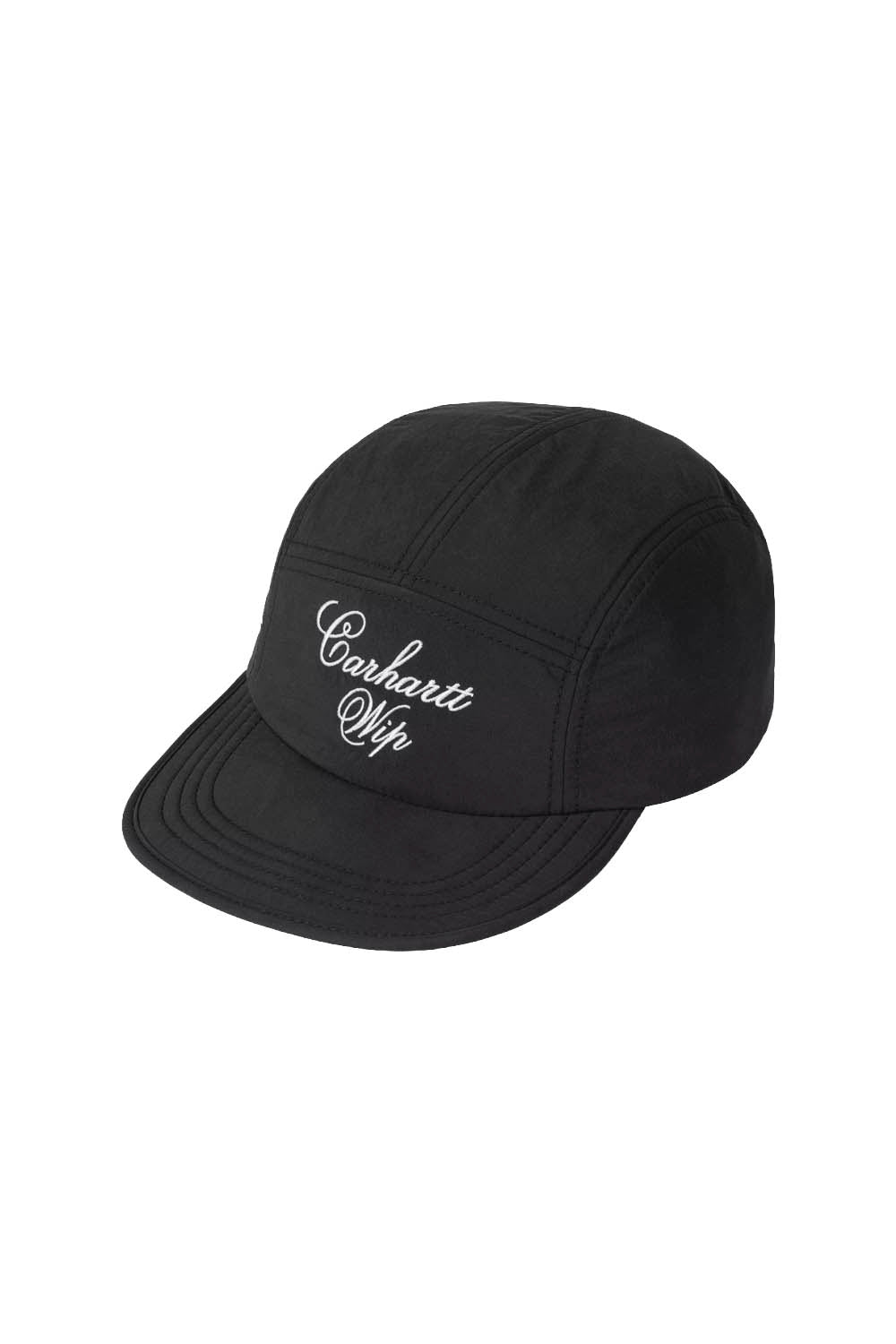 Black cap with a logo on a white background