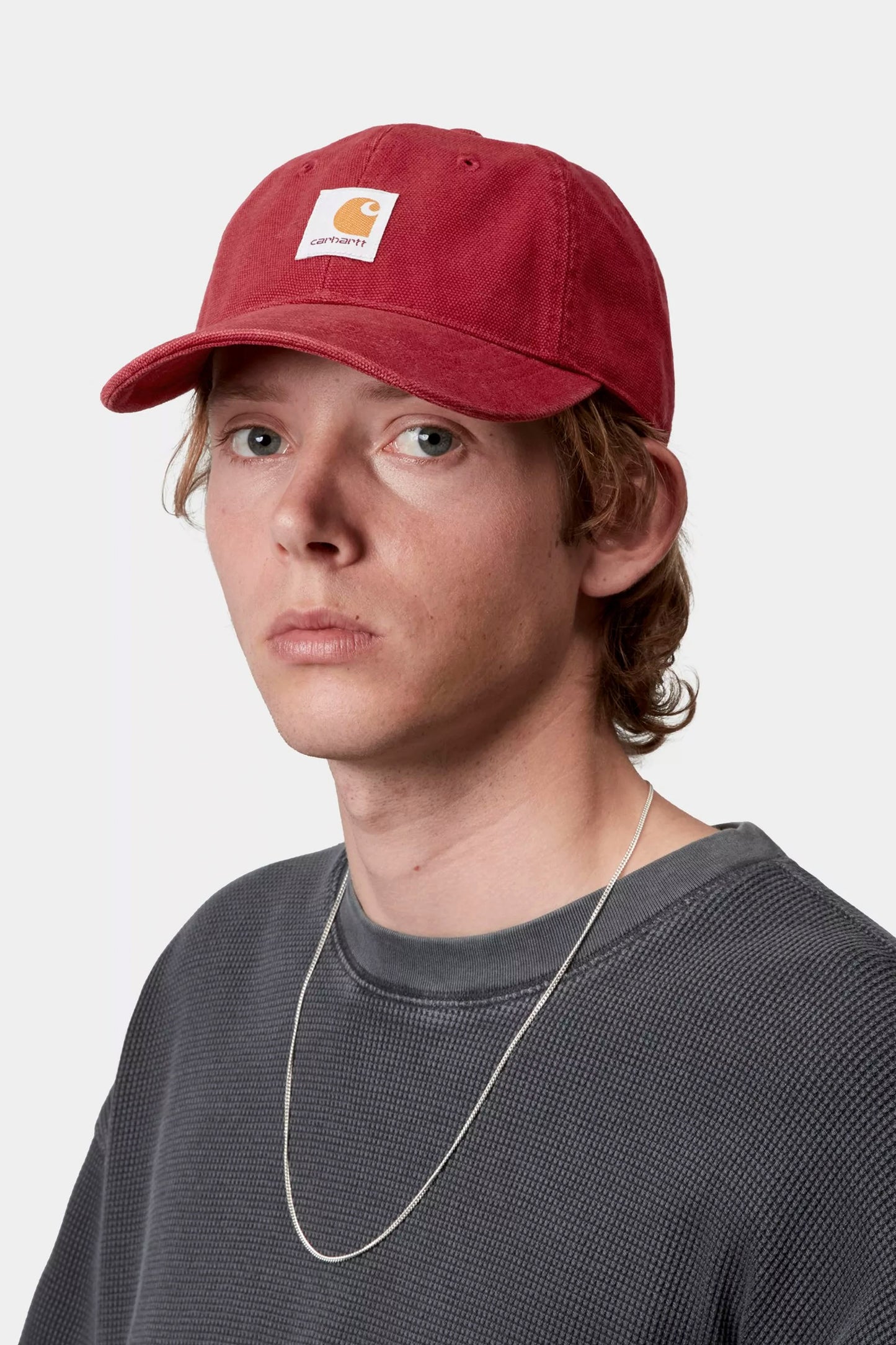 Pukas Surf Shop Carhartt WIP scarlet stone-washed canvas cap adjustable strap six-panel relaxed style