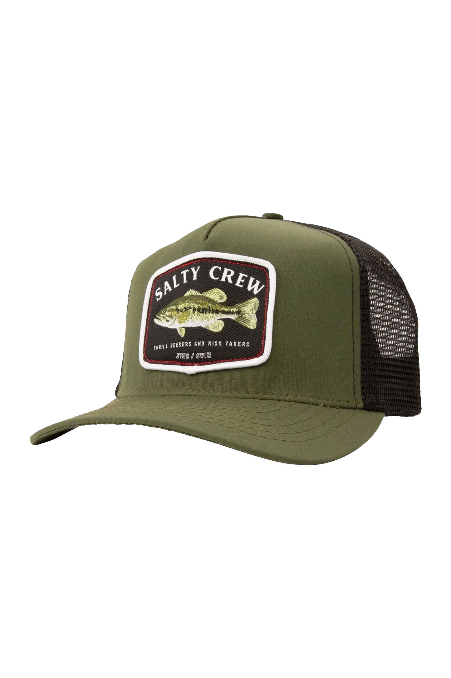 Green army Salty Crew Bigmouth cap on a white background
