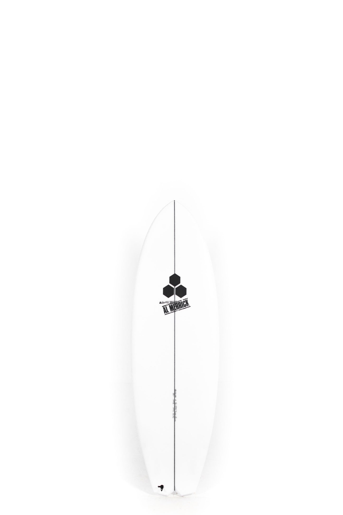 White Channel Islands Surfboard Bobby Quad size 5'5" on a white background by Pukas Surf Shop