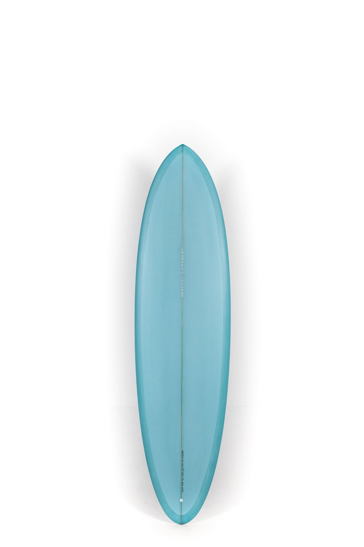 Blue Channel Islands Surfboard CI MID size  6'10" on a white background by Pukas Surf Shop