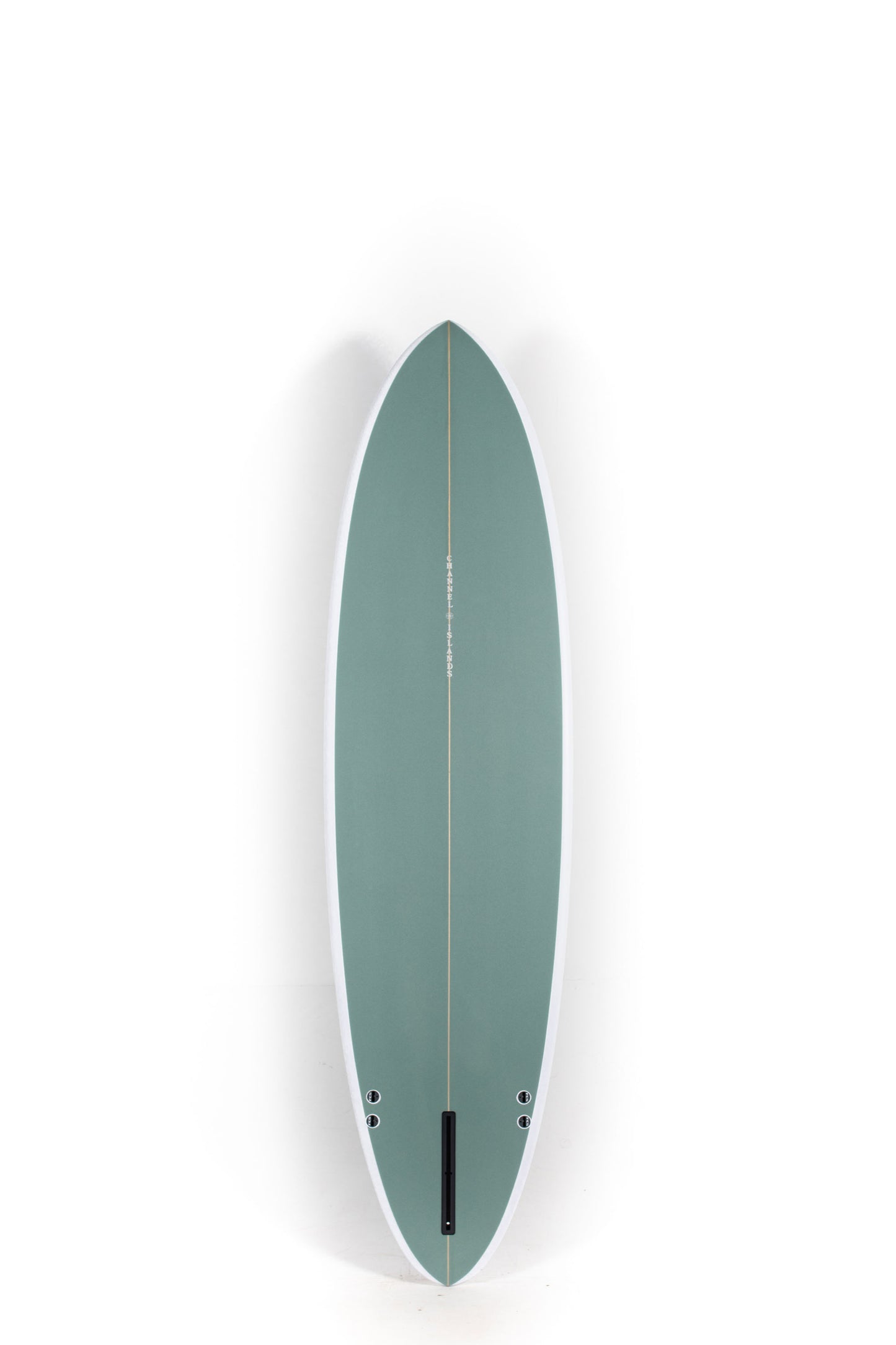 Green Channel Islands CI MID Surfboard with white rails in size 7'0" at Pukas Surf Shop