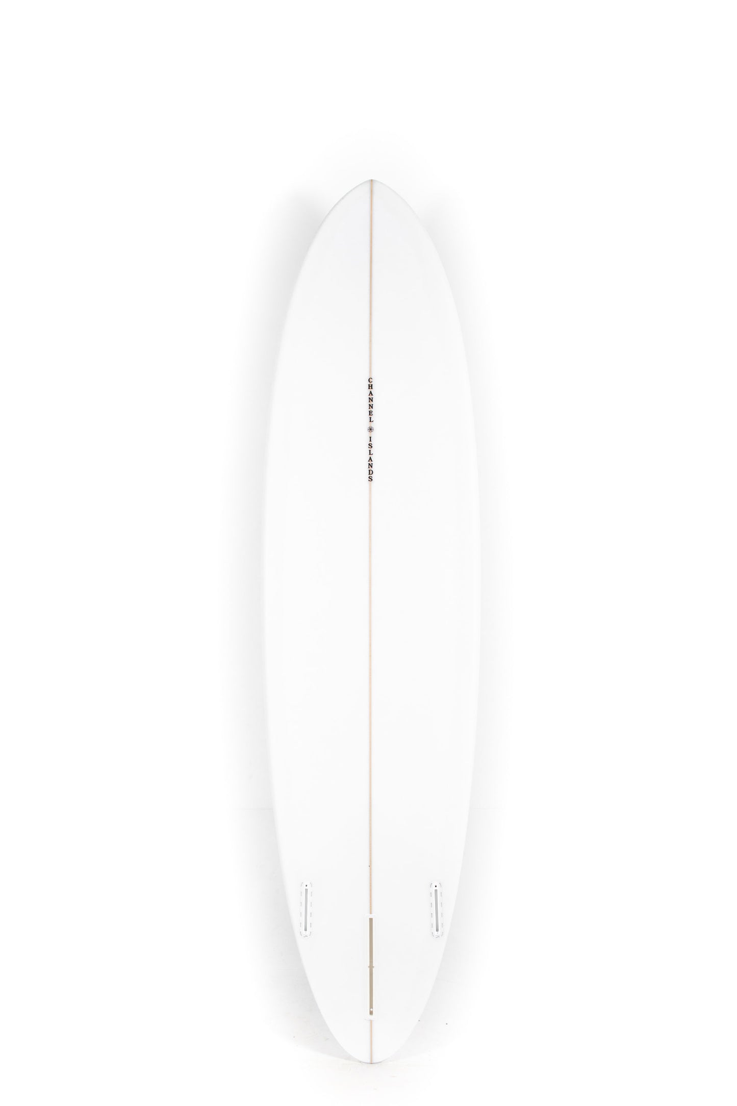 White Channel Islands Surfboard CI Mid size 7'6" on a white background by Pukas Surf Shop - 2