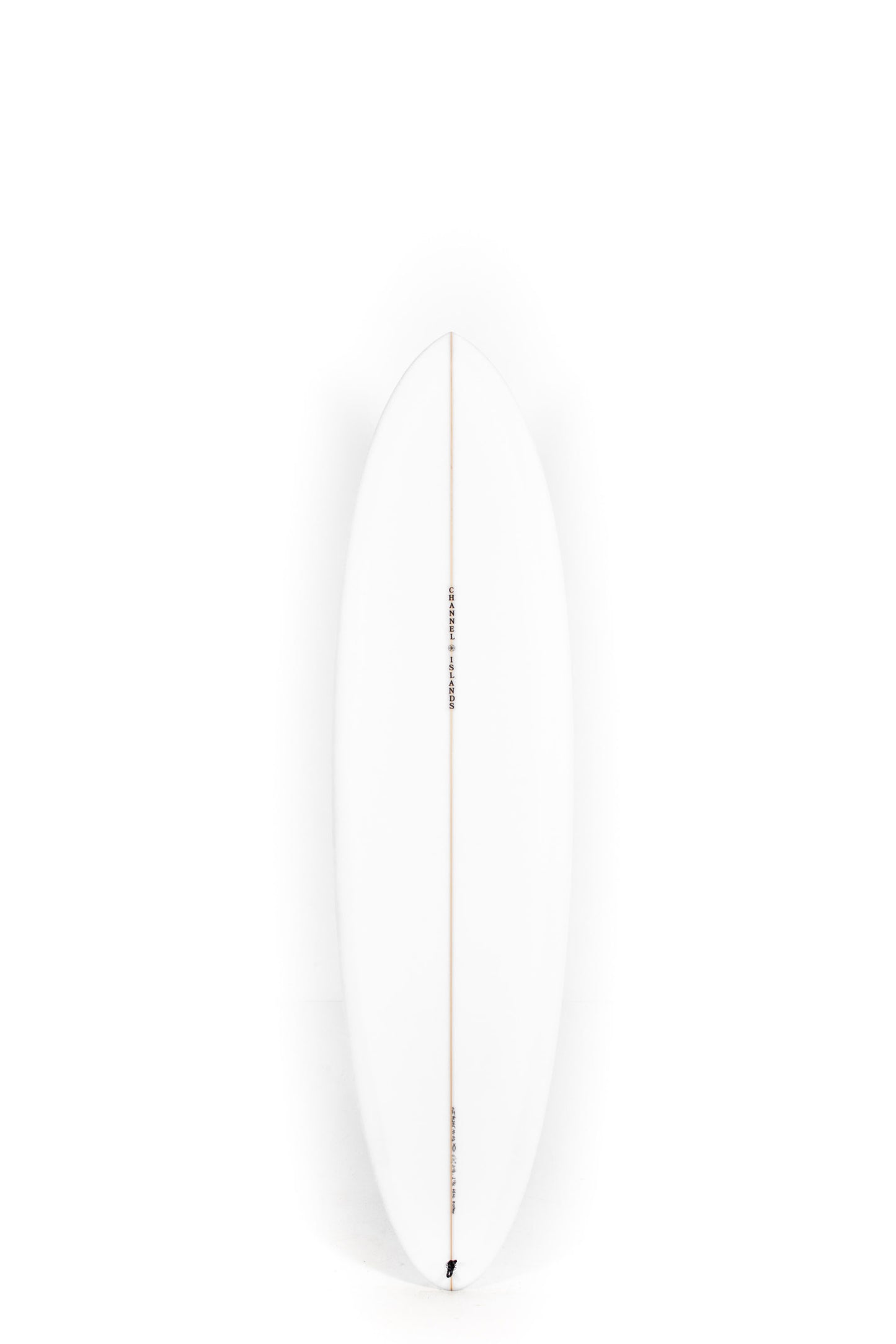 White Channel Islands Surfboard Ci Mid Twin size 6'11" on a white background by Pukas Surf Shop