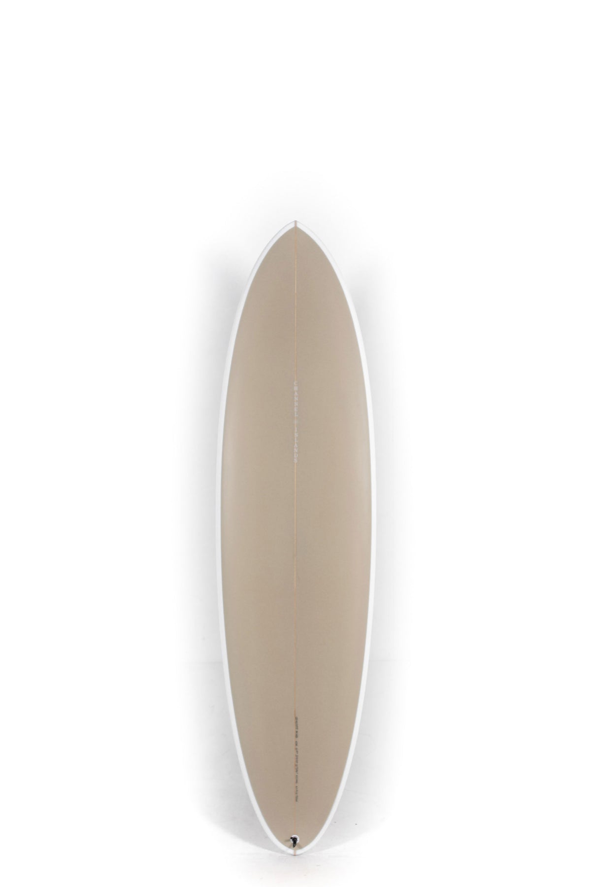 Brown Channel Islands Surfboard CI Mid Twin size 6'11" on a white background by Pukas Surf Shop