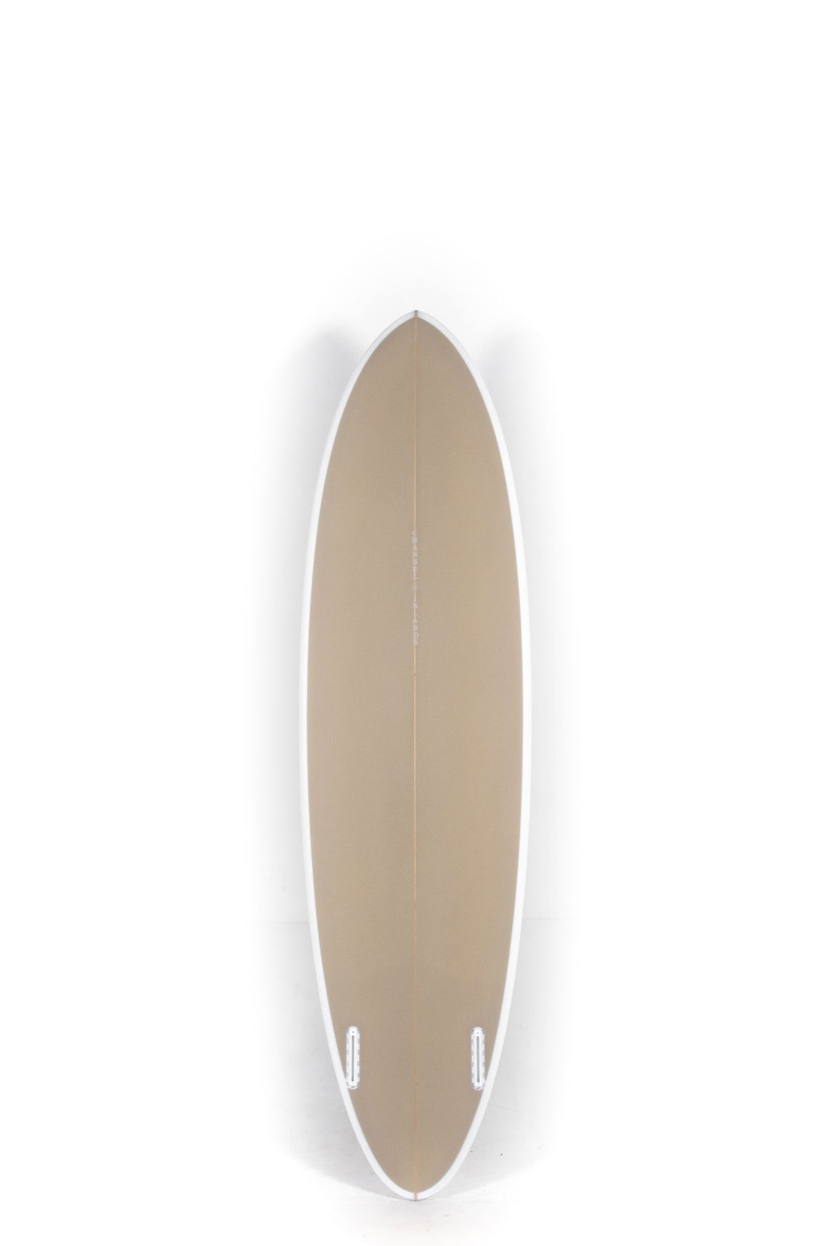 Brown Channel Islands Surfboard CI Mid Twin size 6'11" on a white background by Pukas Surf Shop - 2