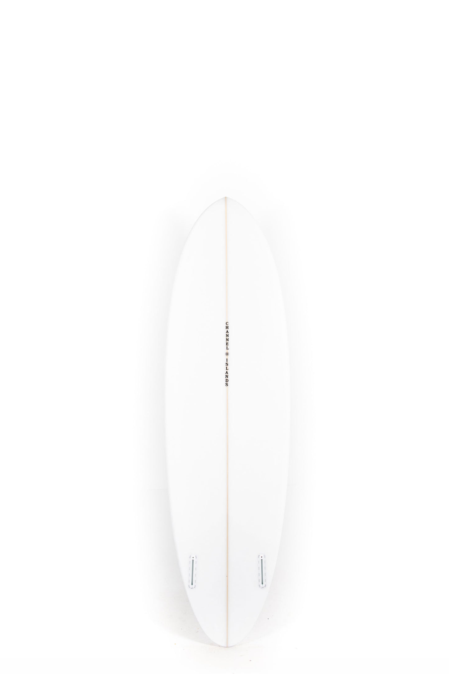 White Channel Islands Surfboard Ci Mid Twin size 6'3" on a white background at Pukas Surf Shop - 2