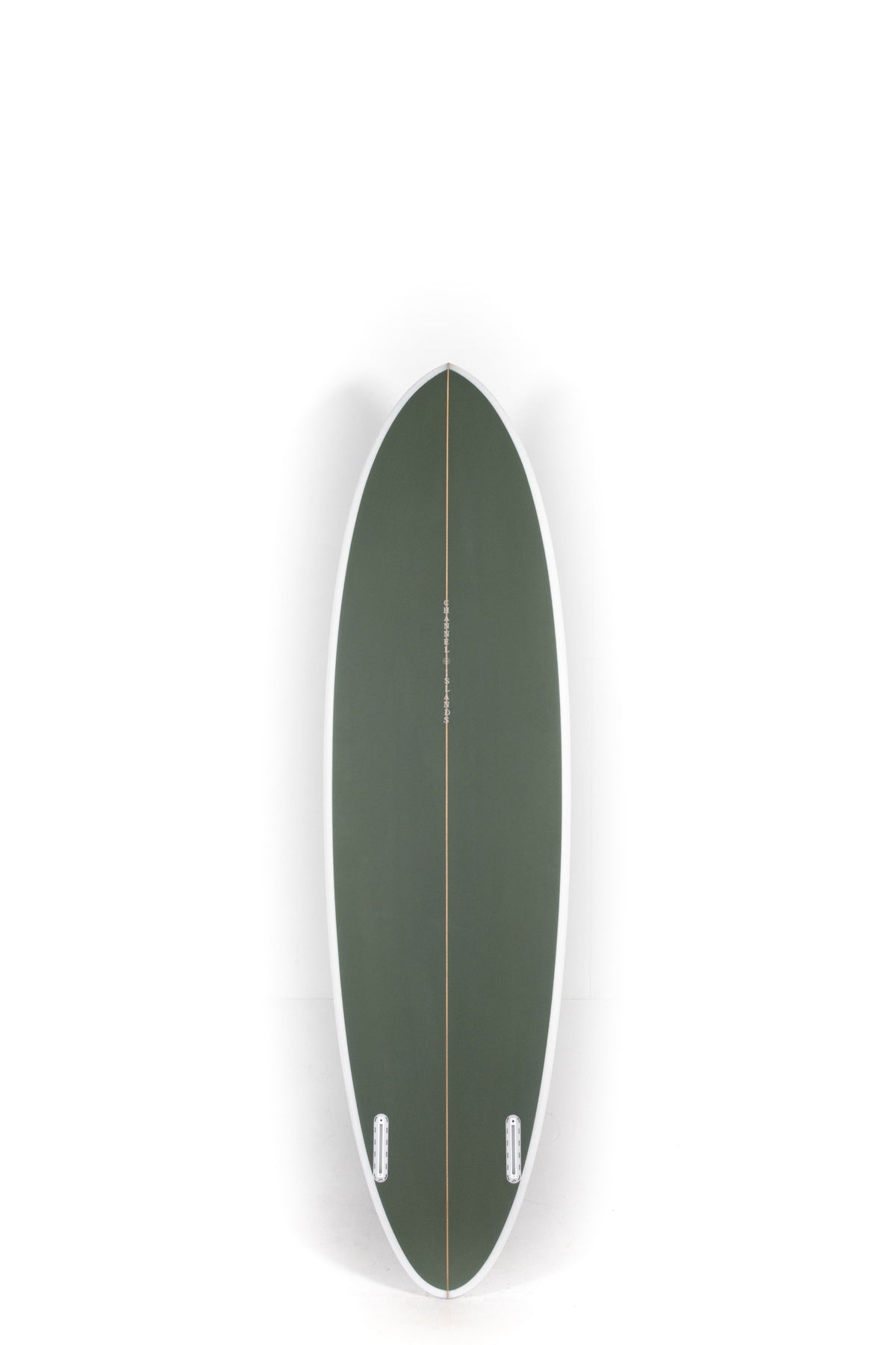 Dark green Channel Islands Surfboard CI Mid Twin size 6'9" on a white background by Pukas Surf Shop - 2