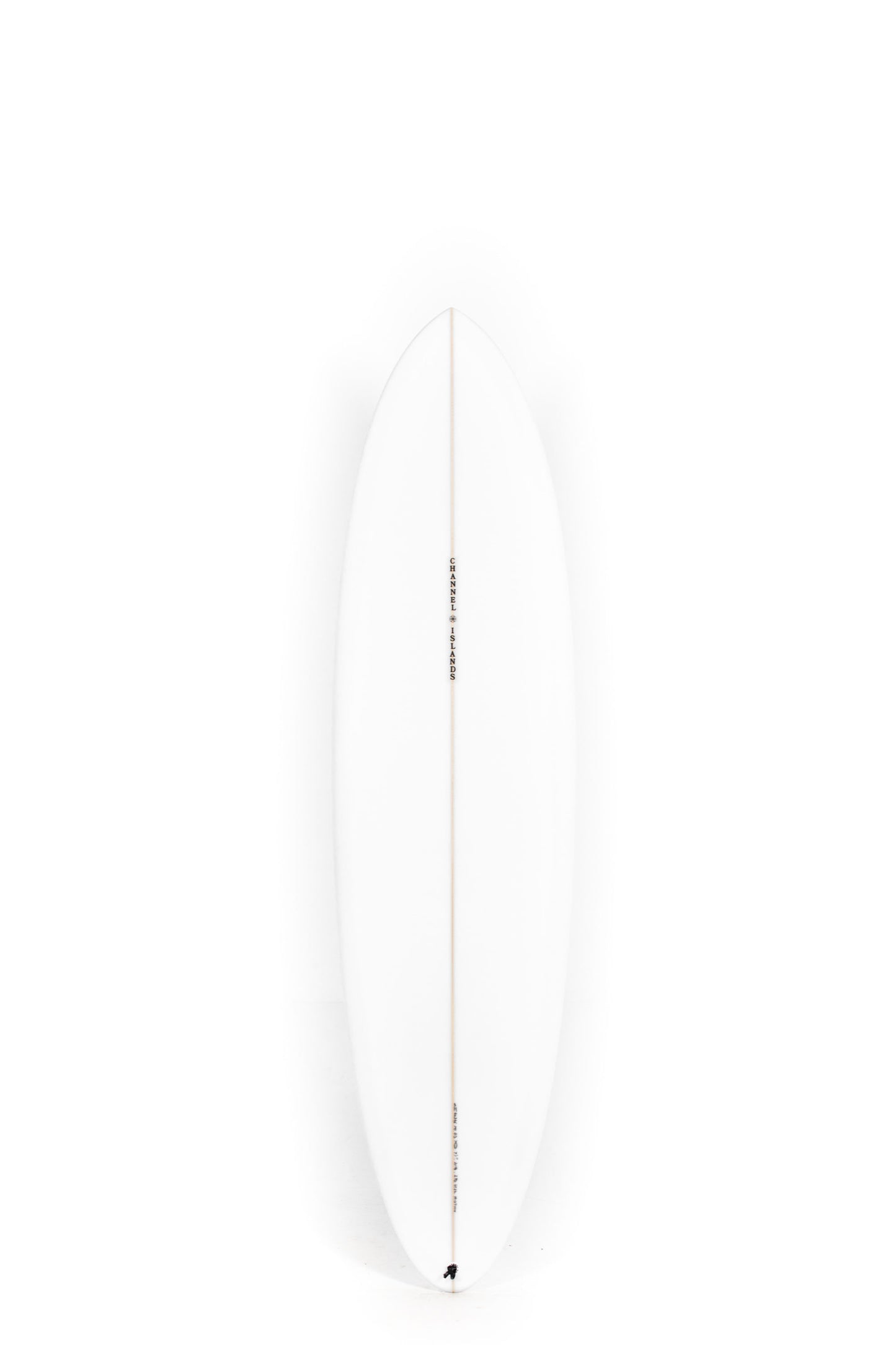 White Channel Islands Surfboard Ci Mid Twin size 7'1" on a white background by Pukas Surf Shop