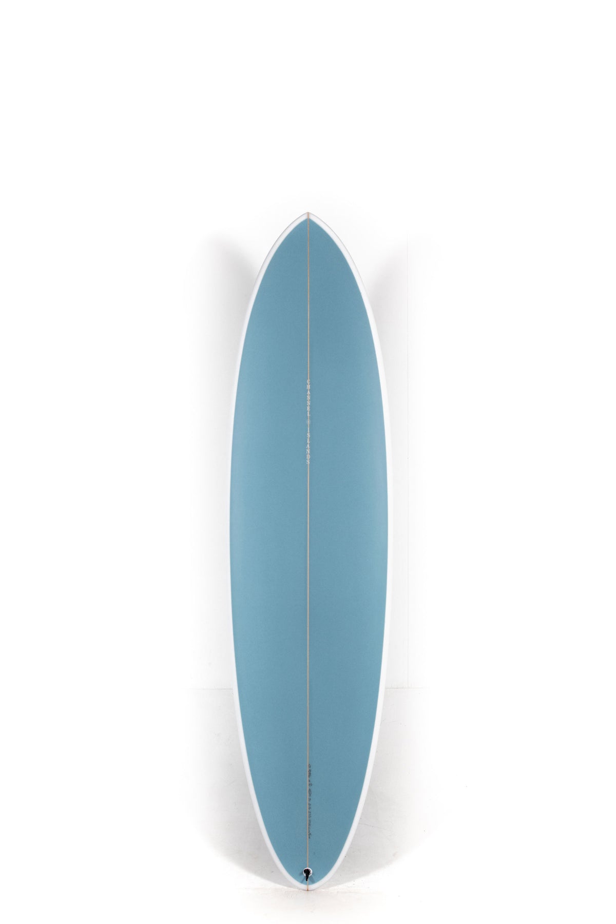 Blue Channel Islands Surfboard CI Mid Twin size 7'1" on a white background by Pukas Surf Shop