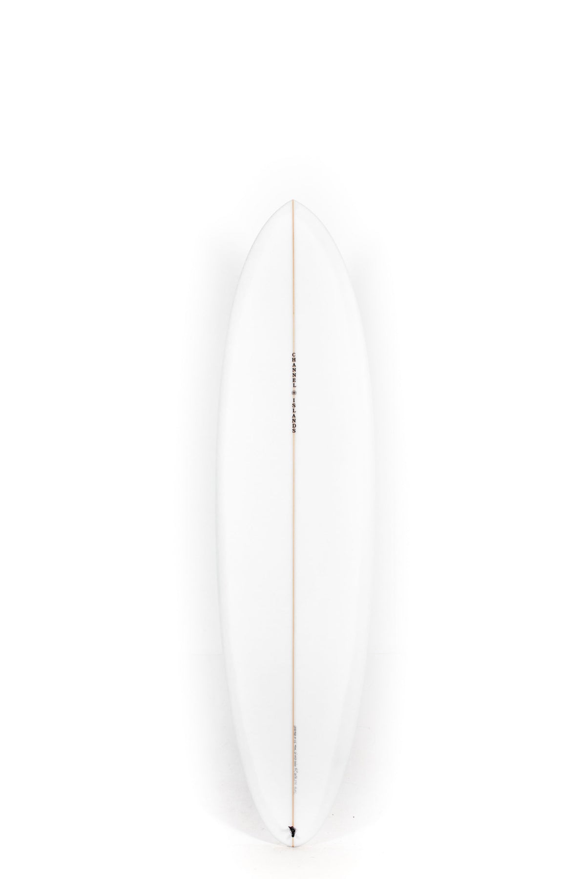 White Channel Islands Surfboard CI Mid Twin size 7'1" on a white background by Pukas Surf Shop