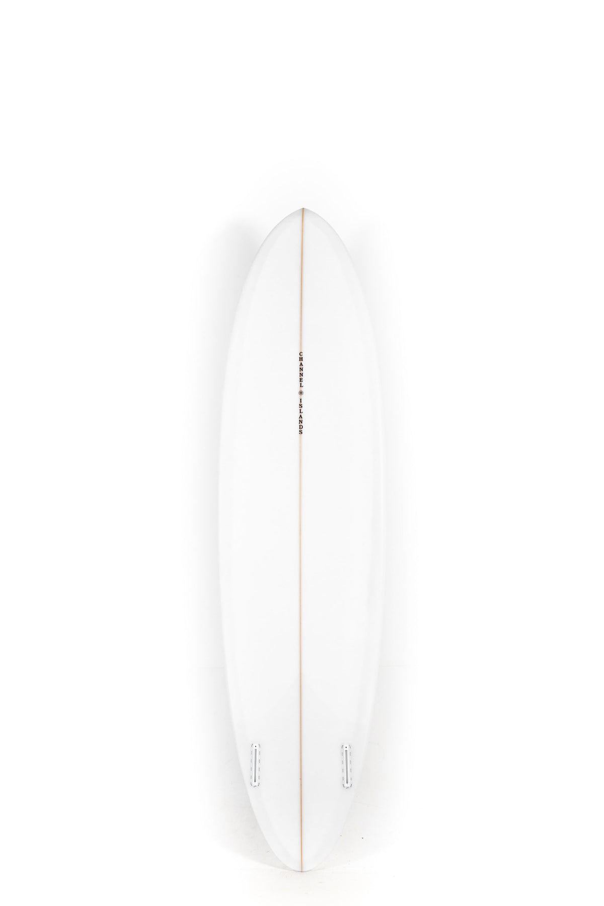 White Channel Islands Surfboard CI Mid Twin size 7'1" on a white background by Pukas Surf Shop - 2