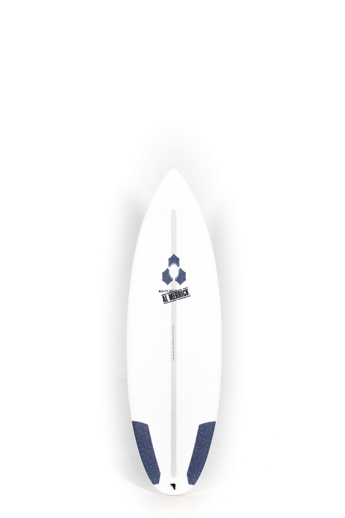 White Channel Islands surfboard Solution size 5'10" on a white background by Pukas Surf Shop