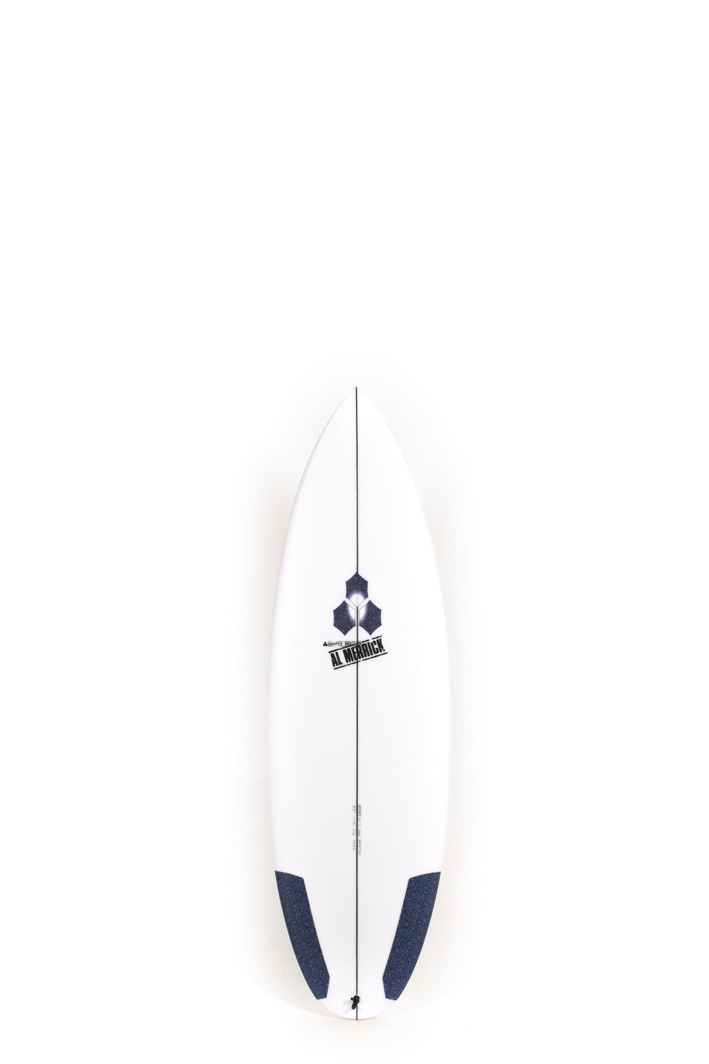 White Channel Islands Surfboard The Solution size 5'7" on a white background by Pukas Surf Shop