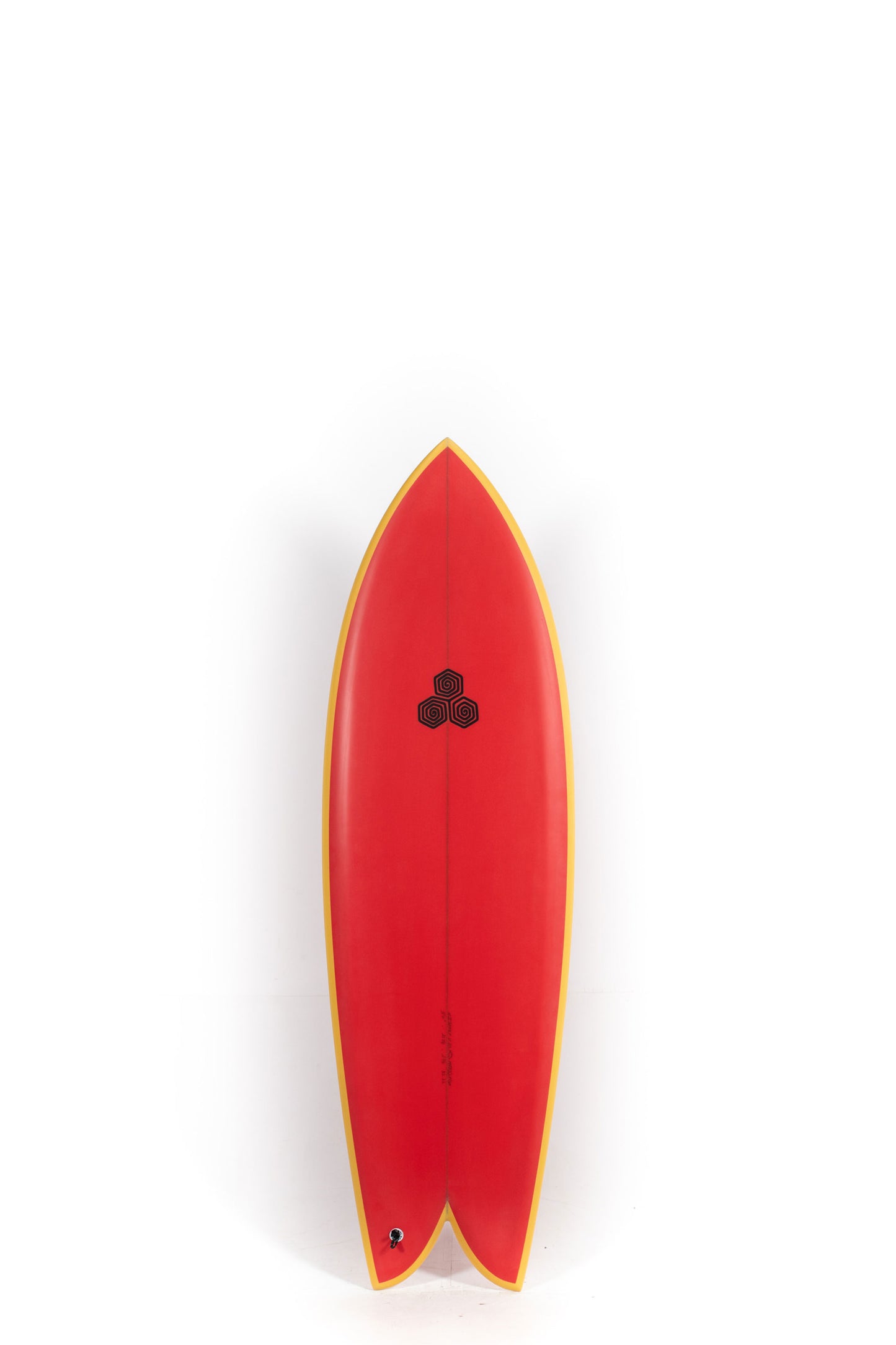 Red and yellow Channel Islands Feb's Fish Surfboard size 5'11" at Pukas Surf Shop