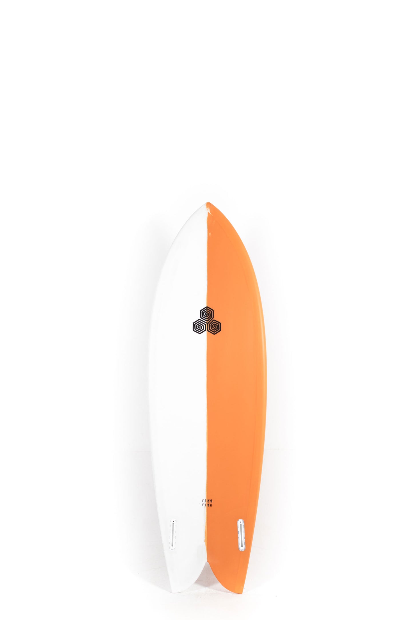 Orange and white Channel Islands Surfboard Feb's Fish size 5'11" at Pukas Surf Shop - 2