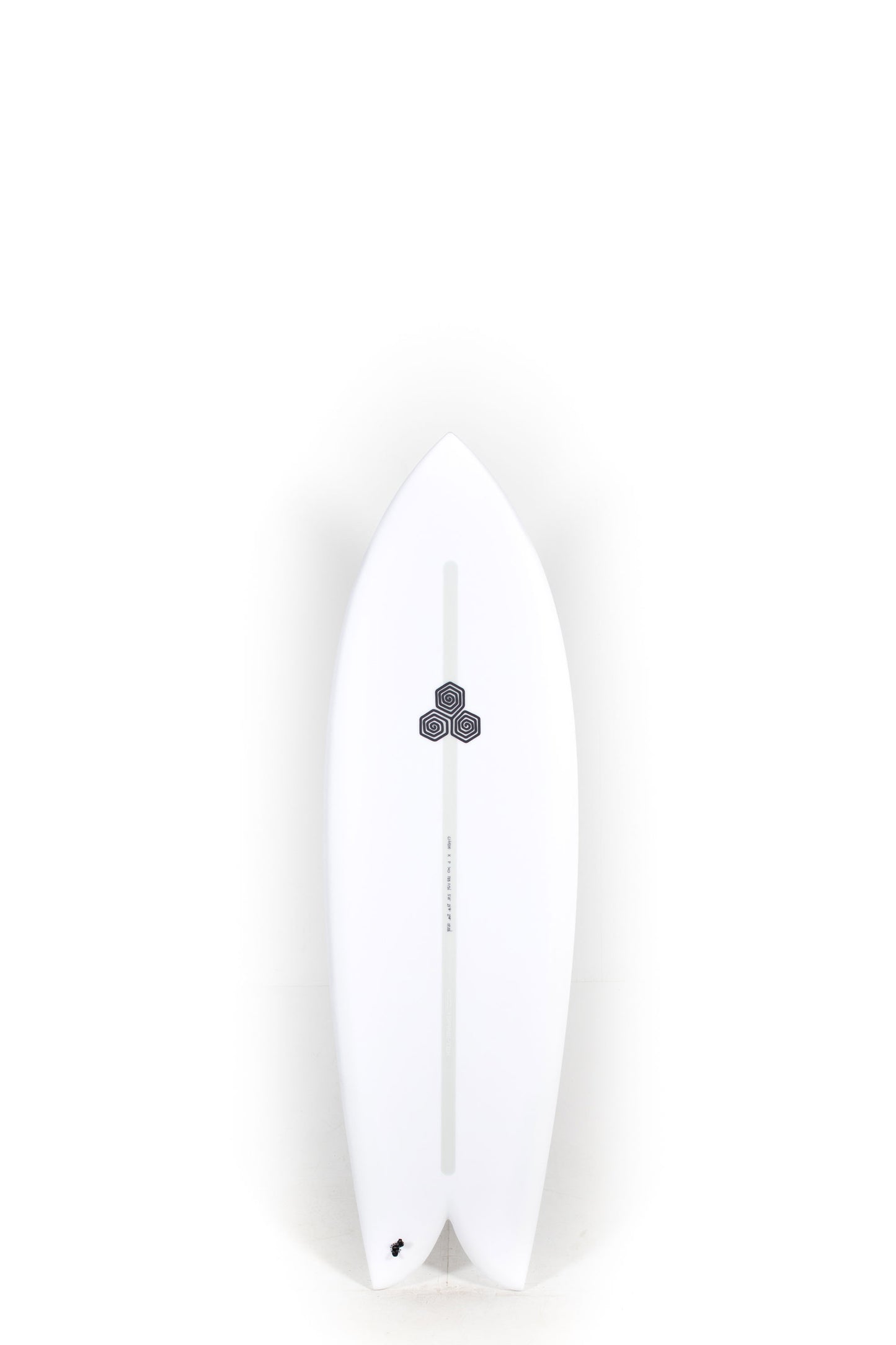 White Channel Islands Surfboard Feb's Fish size 5'11" on a white background by Pukas Surf Shop