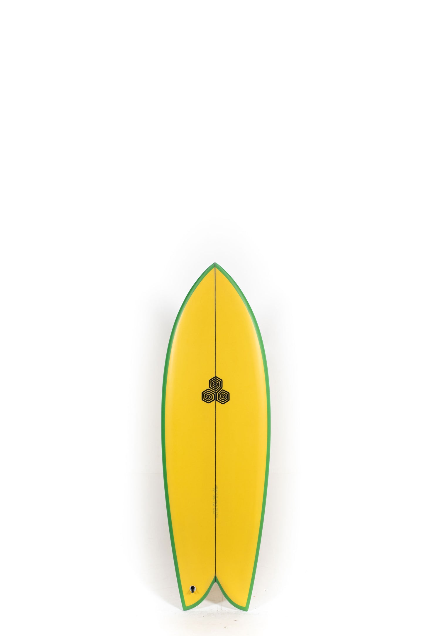 Yellow and green Channel Islands Surfboards Feb's Fish size 5'3" at Pukas Surf Shop