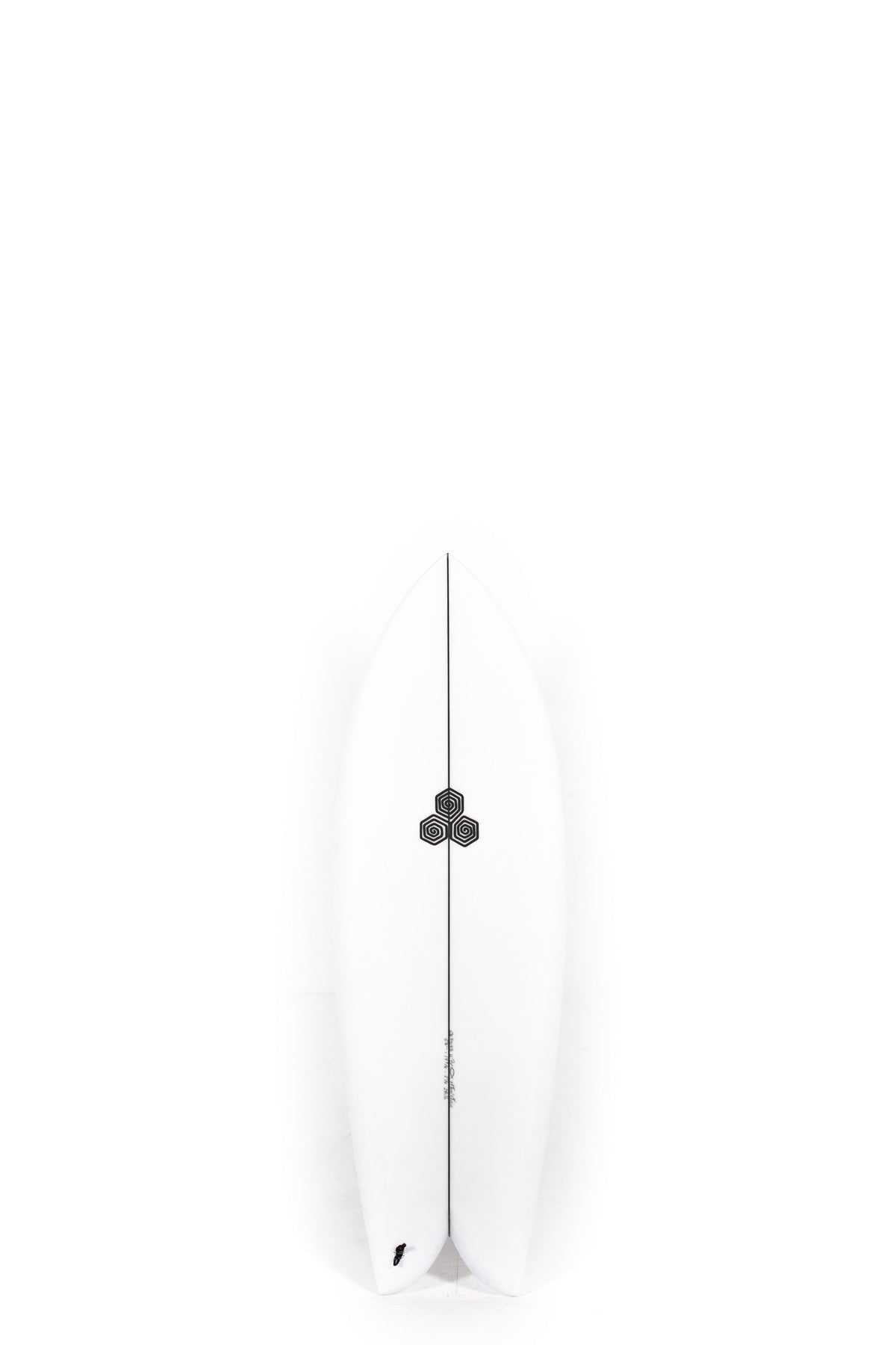 White Channel Islands Pukas Surfboard Feb's Fish size 5'3" on a white background by Pukas Surf Shop